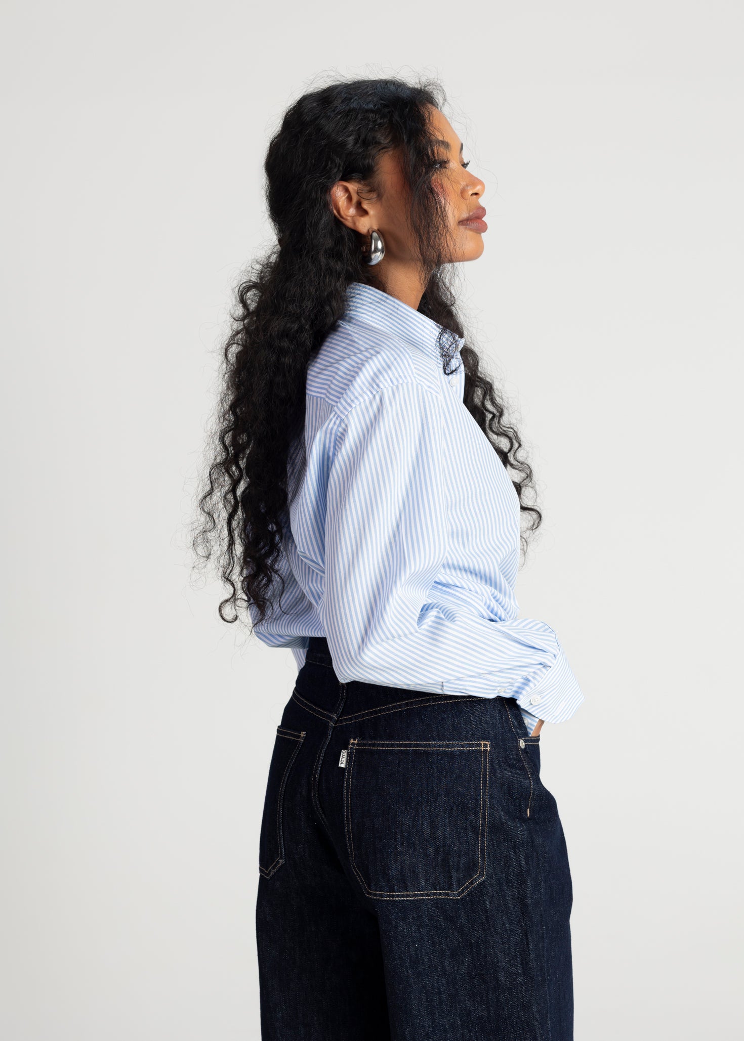 The Boyfriend Oversized Shirt - Blue & White Stripes