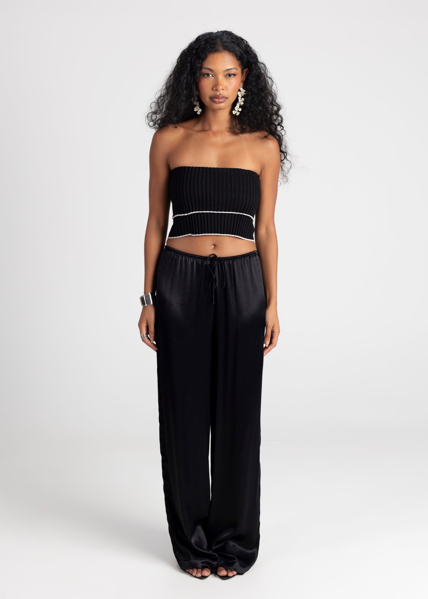 Giselle Bandeau Knitted Top - Black