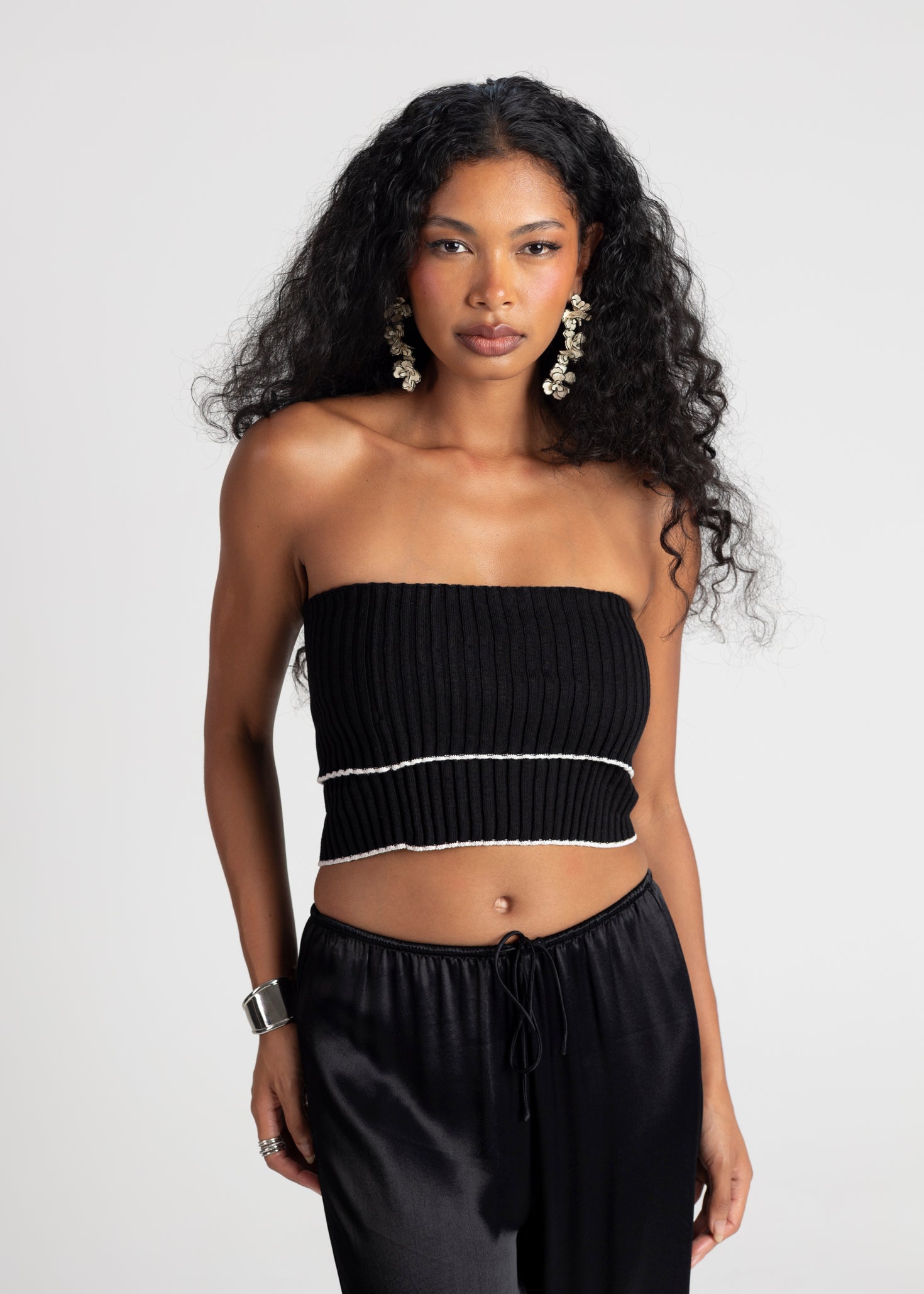 Giselle Bandeau Knitted Top - Black