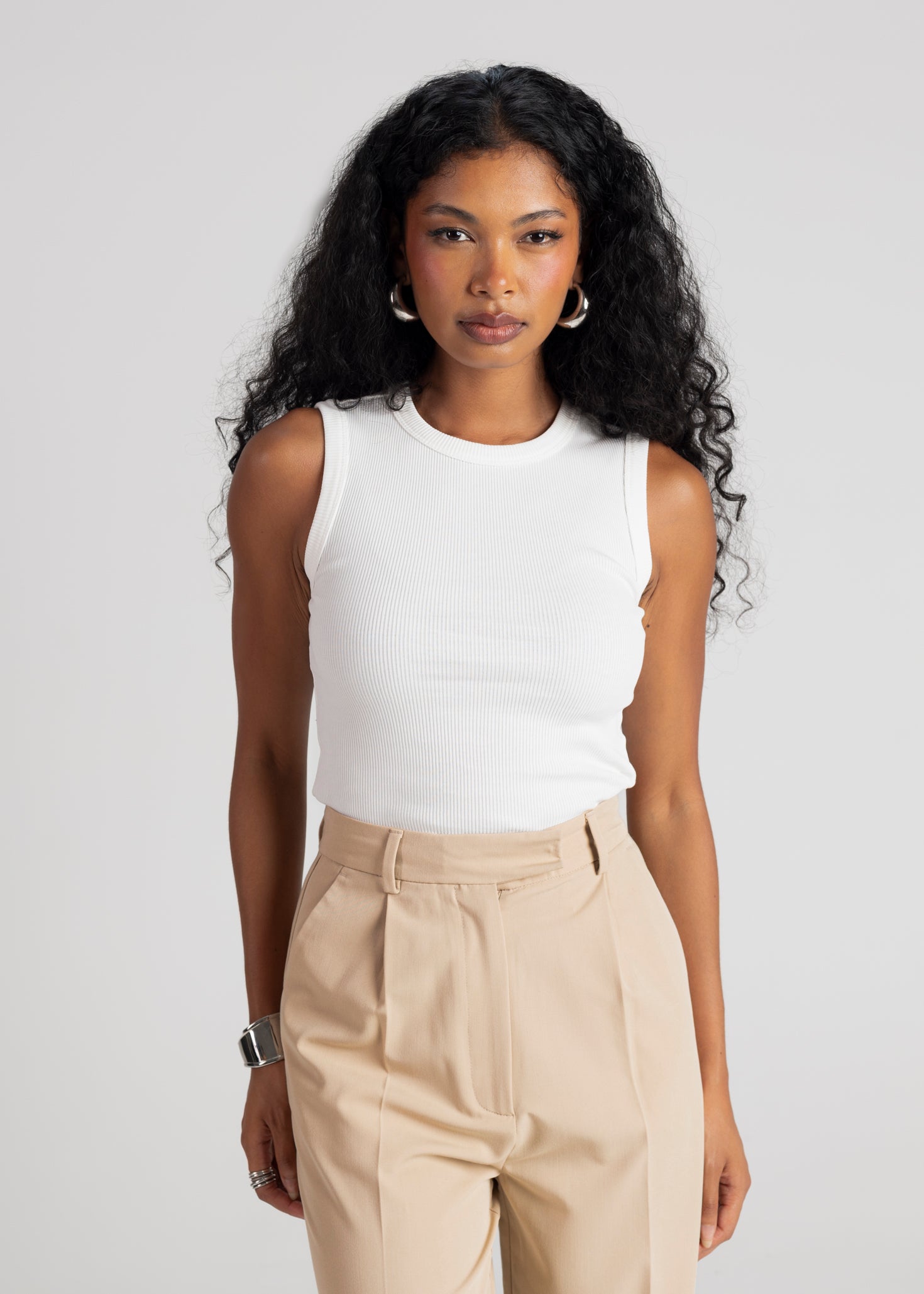 Kurt High-Neck Tank Top - White