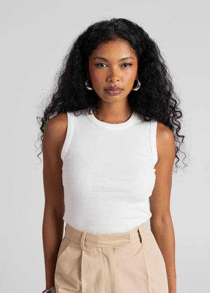 Kurt High-Neck Tank Top - White