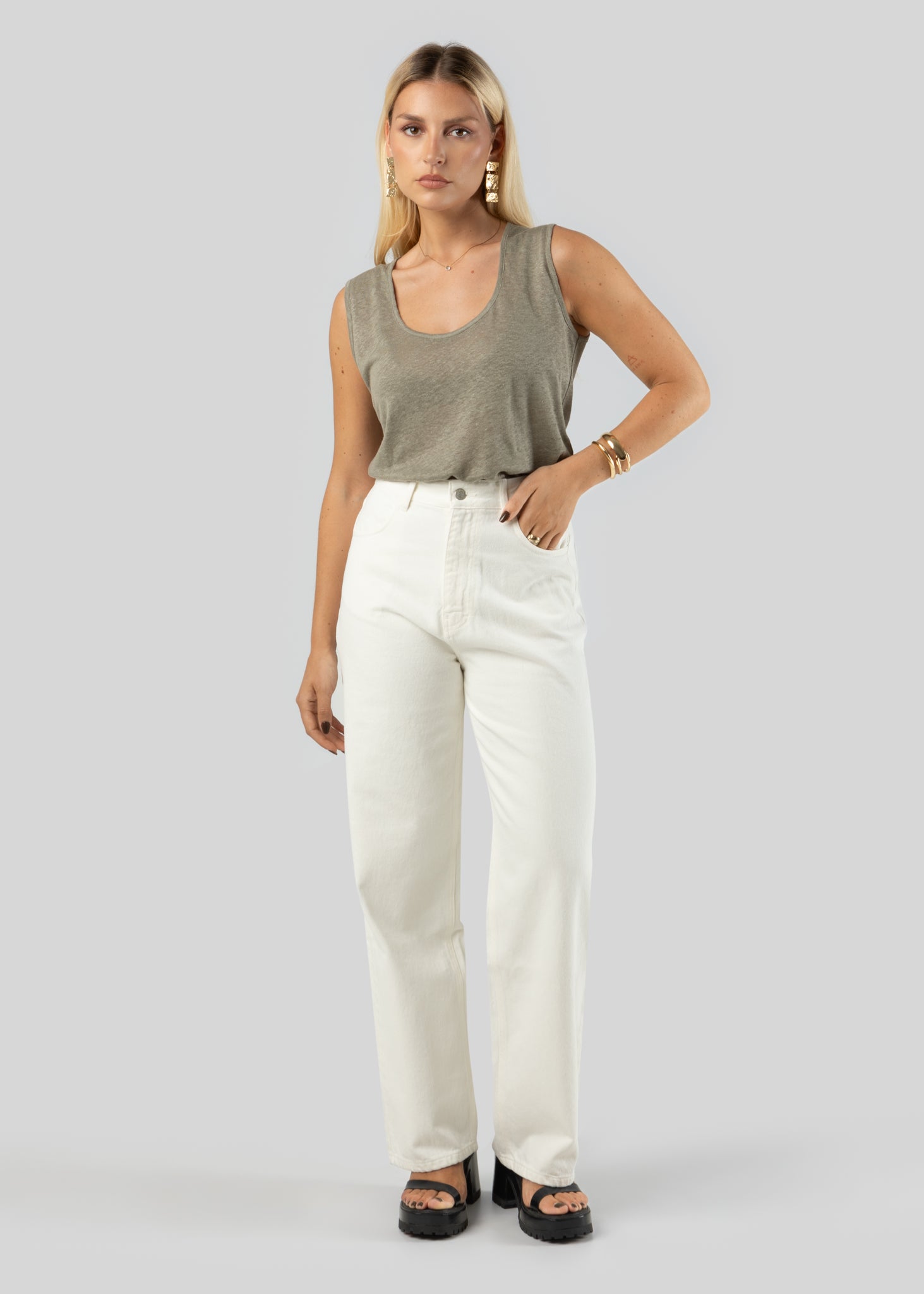 Linen Tank Top - Green