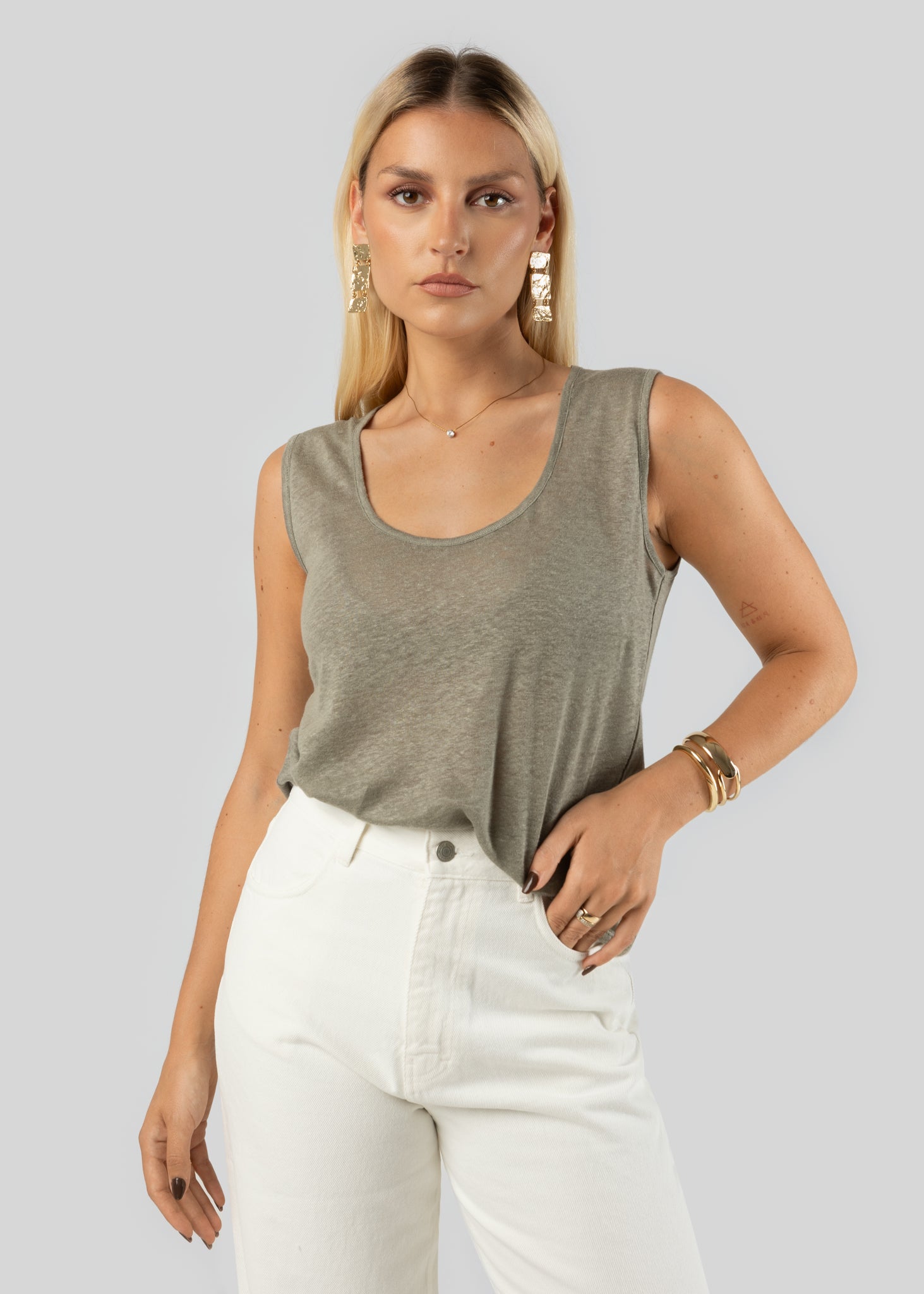 Linen Tank Top - Green