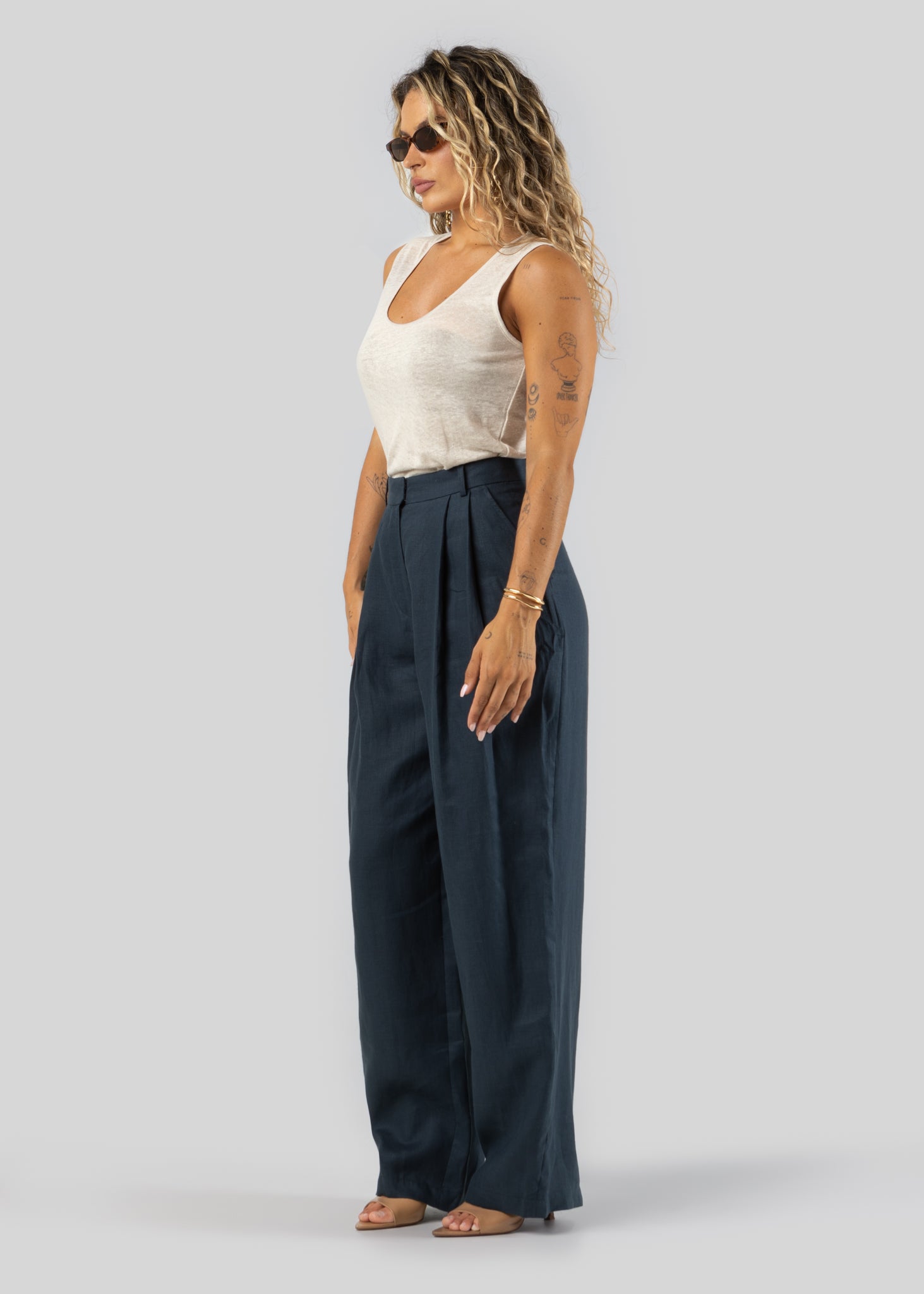 Linen Tank Top - Beige