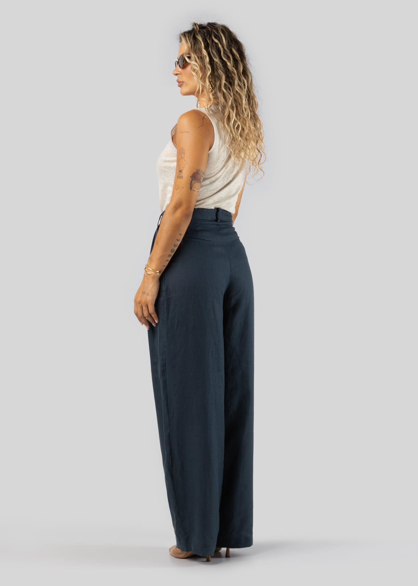 Linen Tank Top - Beige
