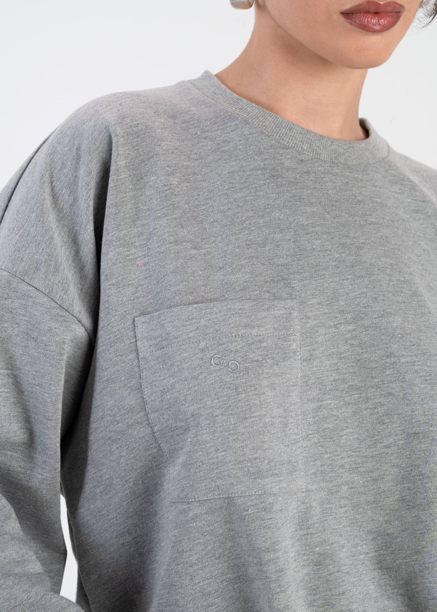 Brady Oversized Long Sleeve Top - Grey
