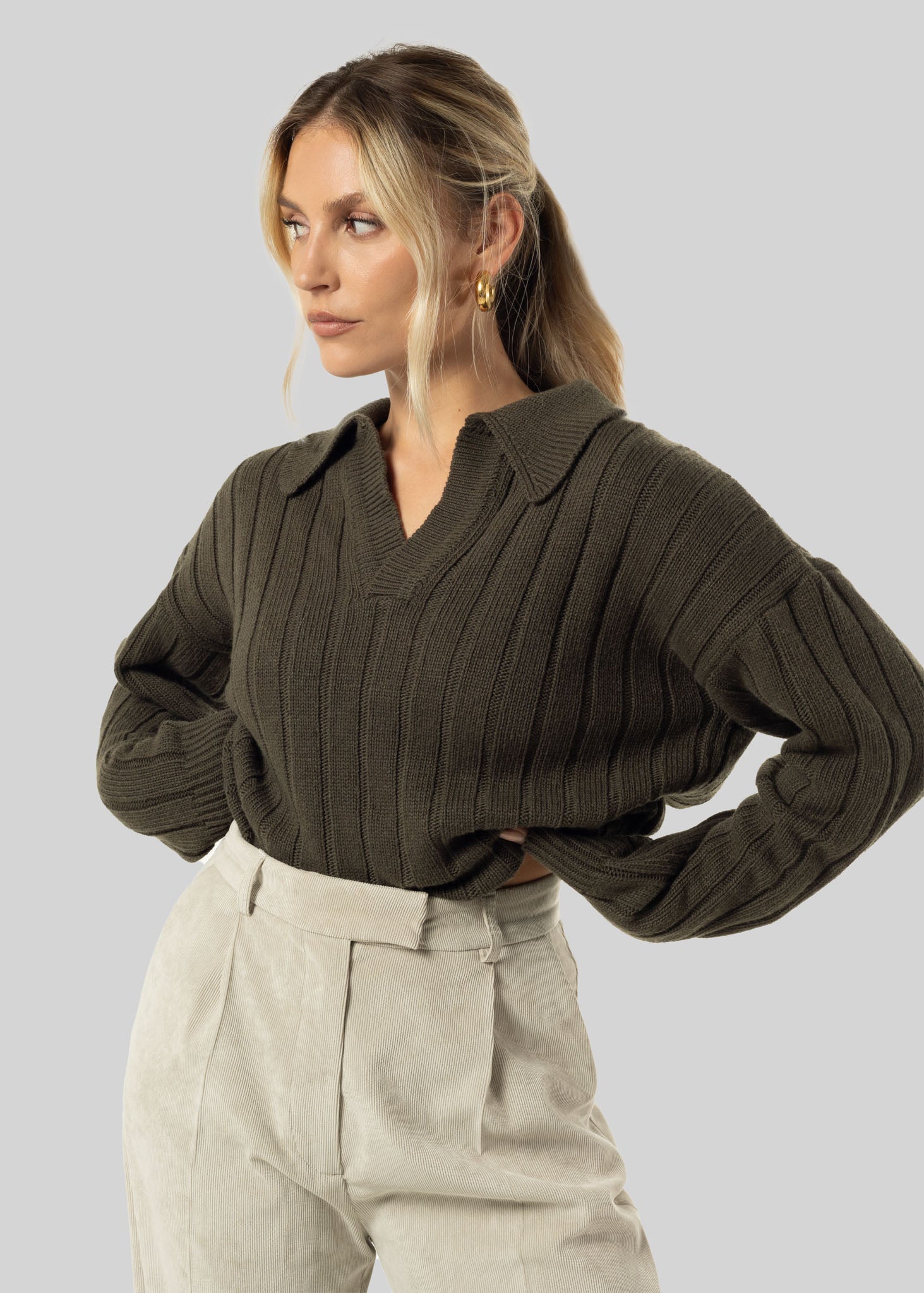 Henry Wool & Cashmere Sweater - Olive Green