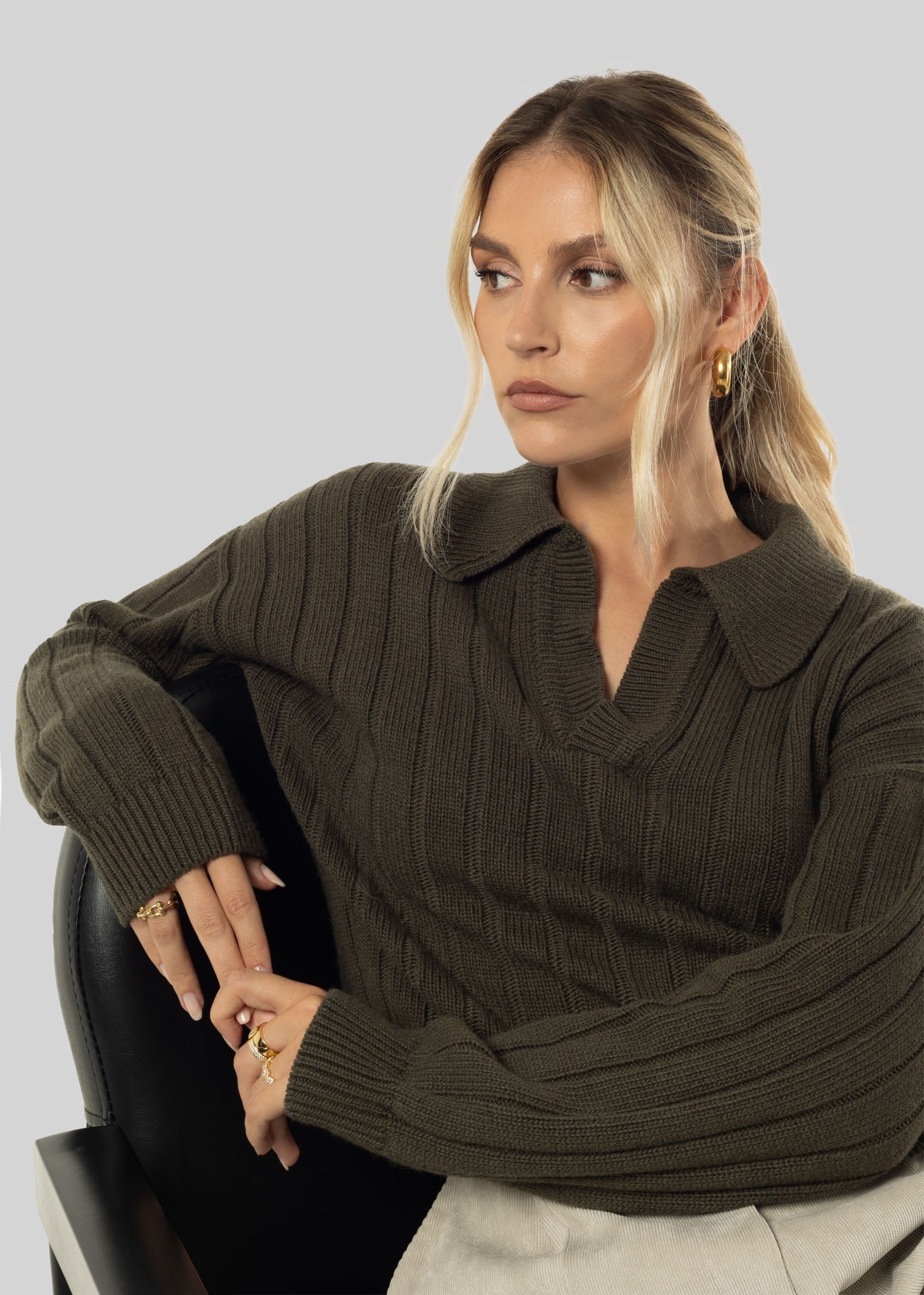 Henry Wool & Cashmere Sweater - Olive Green