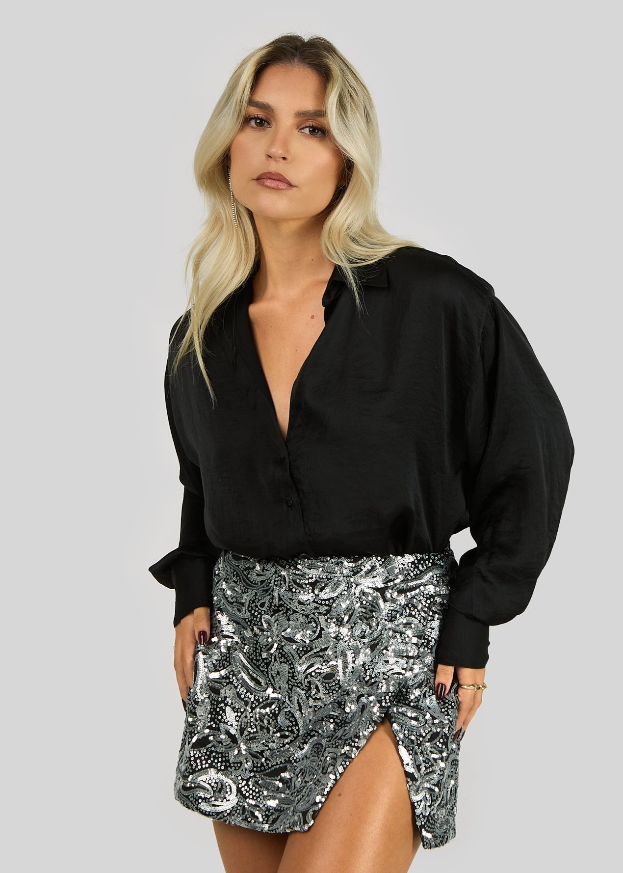 Midnight Satin Shirt
