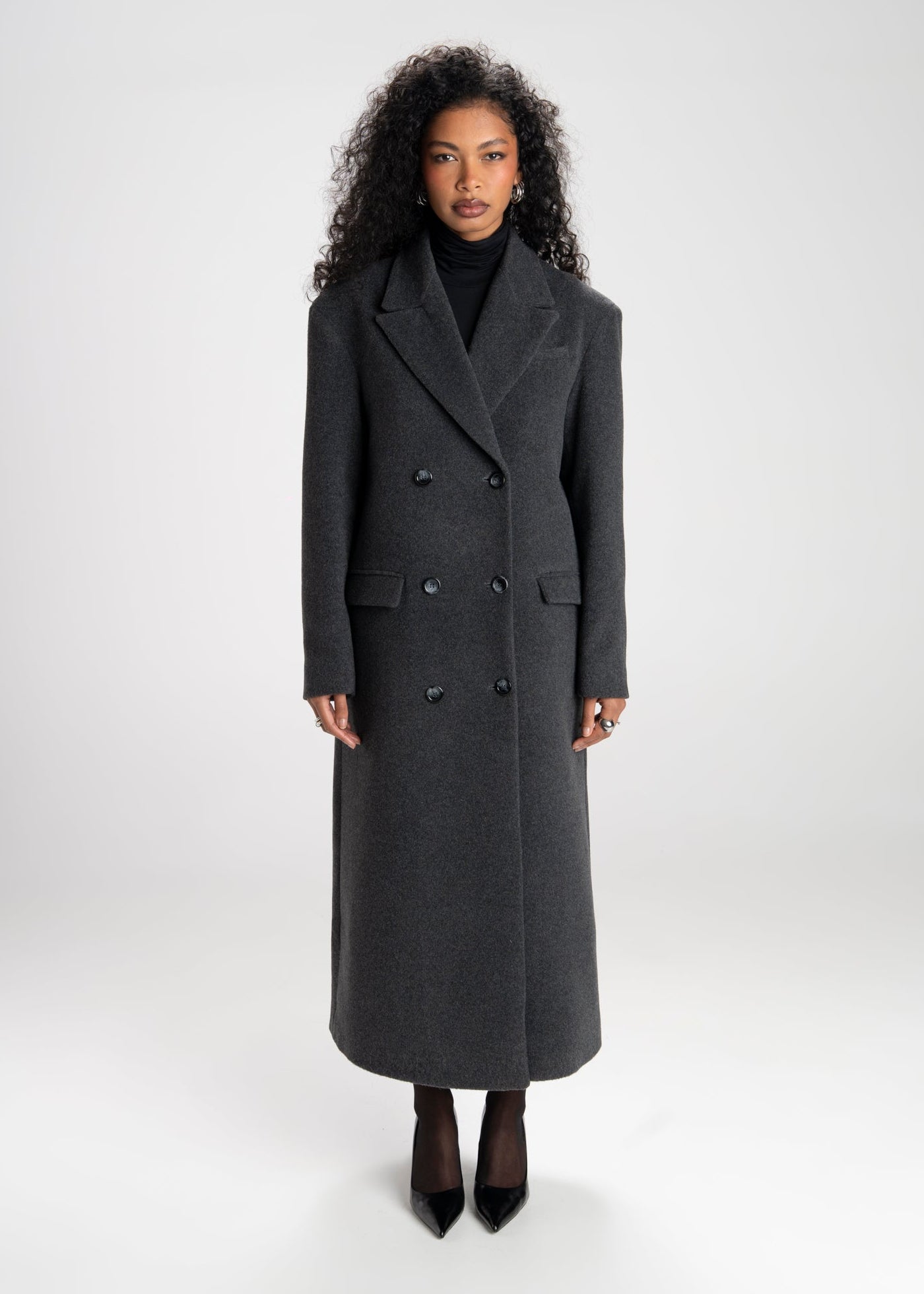 Brabus Maxi Wool Oversized Coat - Charcoal