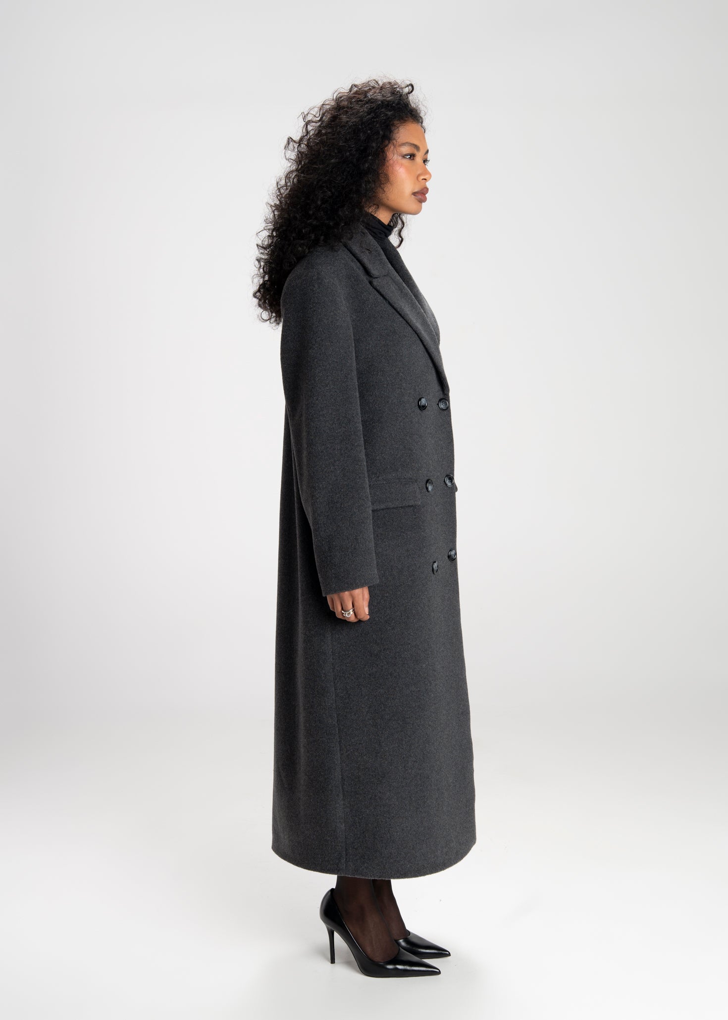 Brabus Maxi Wool Oversized Coat - Charcoal