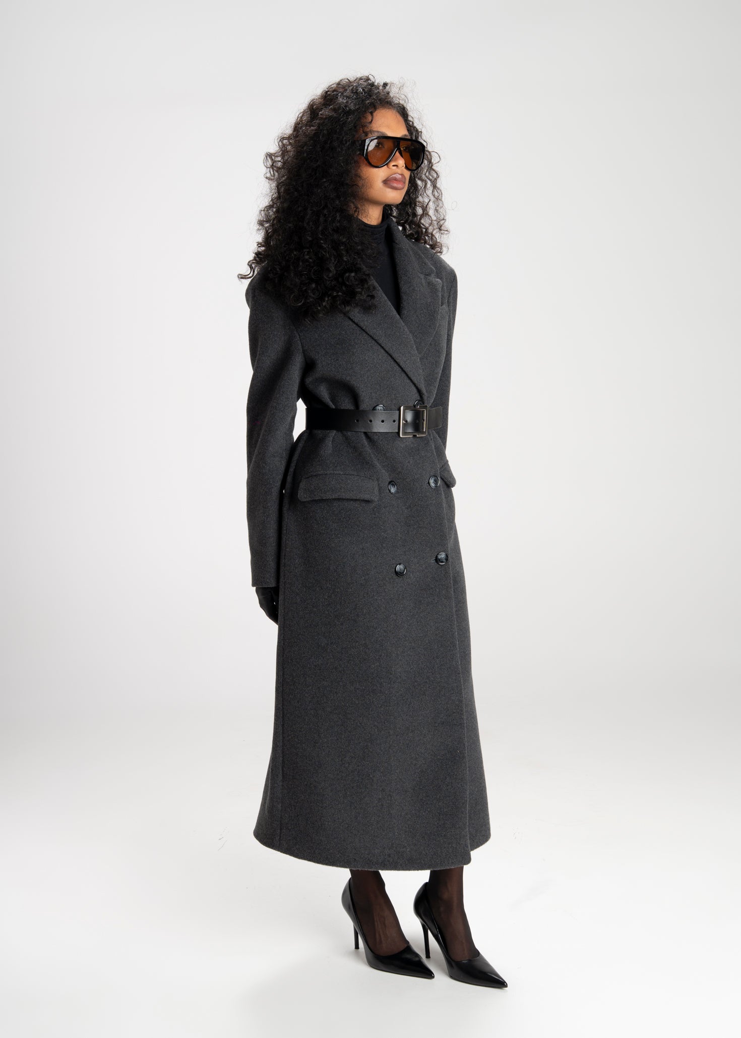Brabus Maxi Wool Oversized Coat - Charcoal