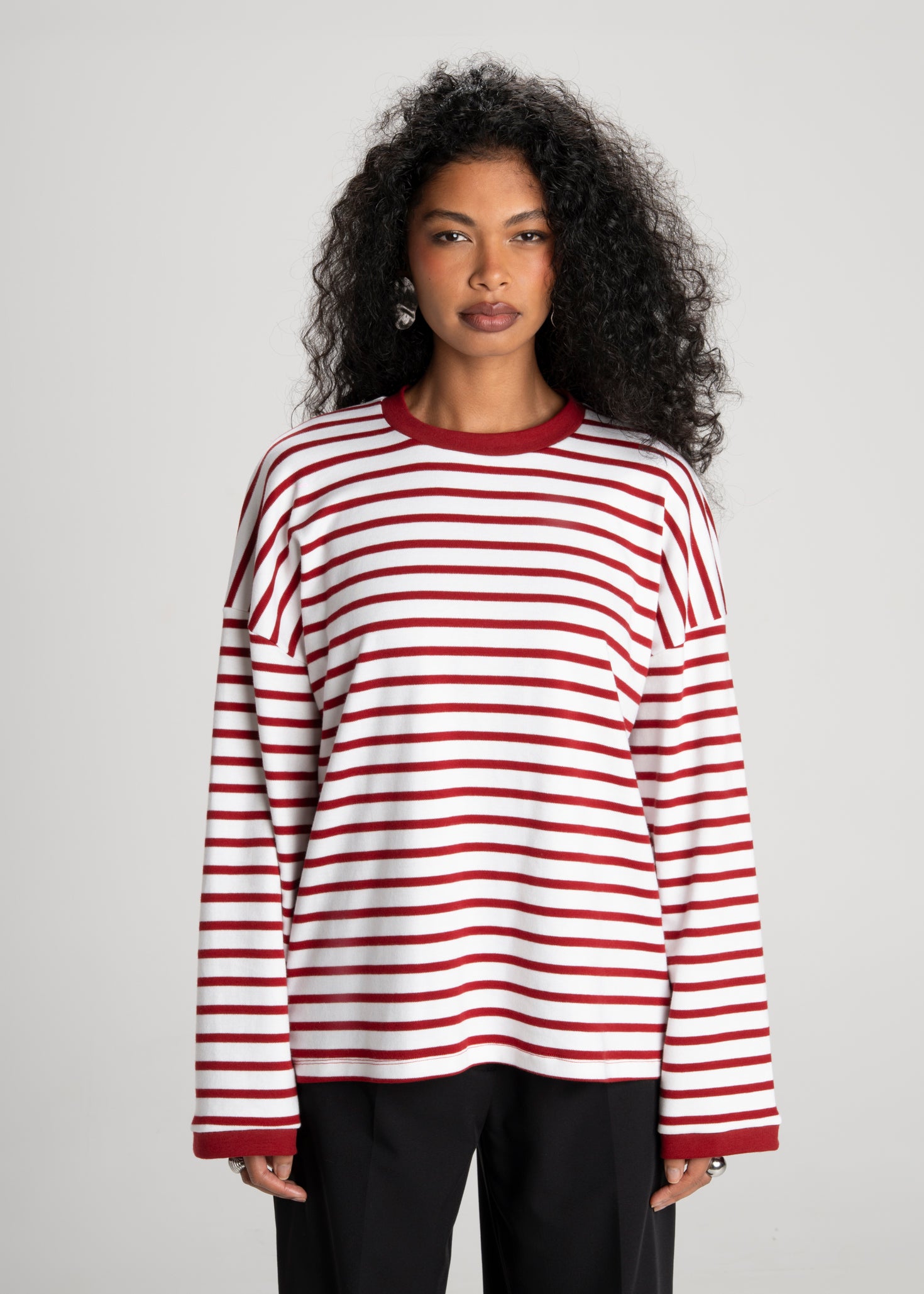 Atlas Oversized Striped Sweater - Red & White