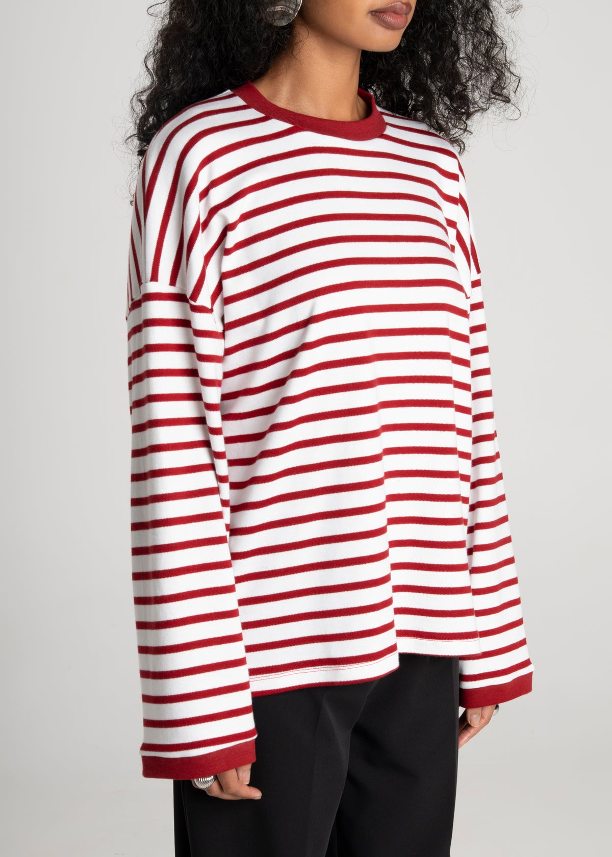 Atlas Oversized Striped Sweater - Red & White