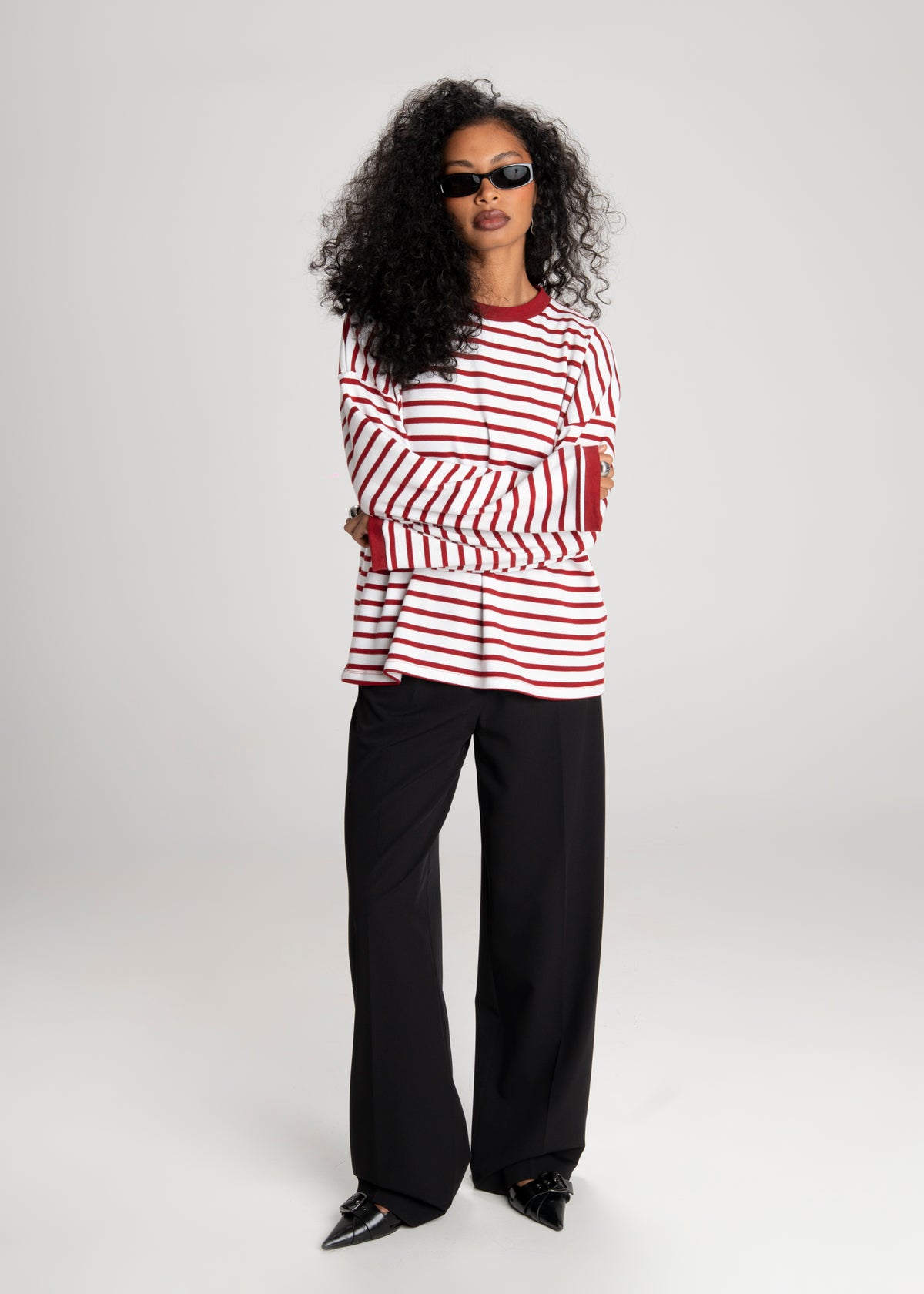 Atlas Oversized Striped Sweater - Red & White