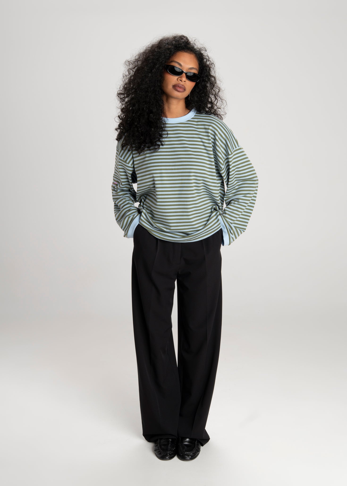 Atlas Oversized Striped Sweater - Green & Blue