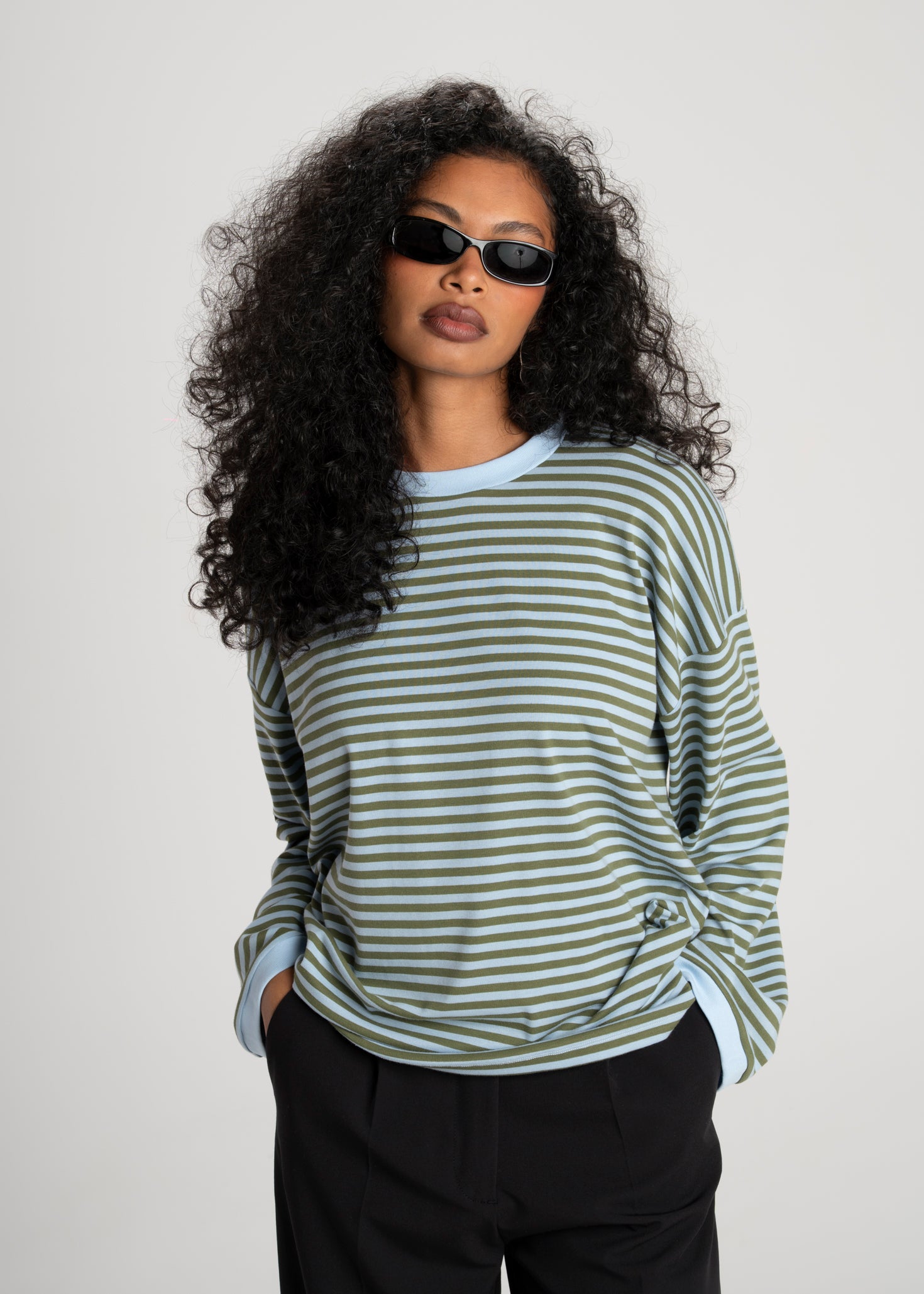 Atlas Oversized Striped Sweater - Green & Blue