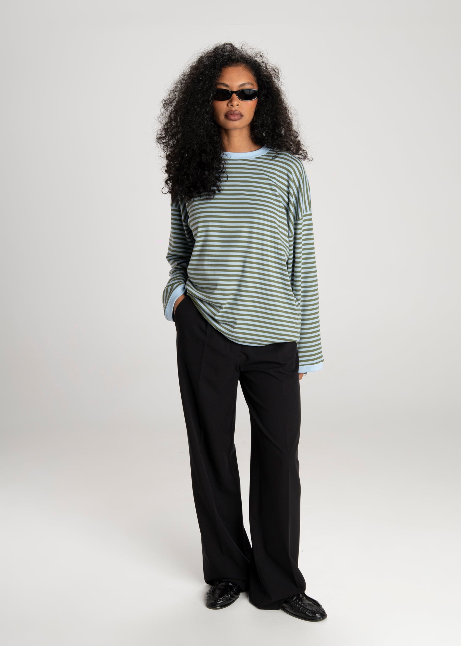 Atlas Oversized Striped Sweater - Green & Blue