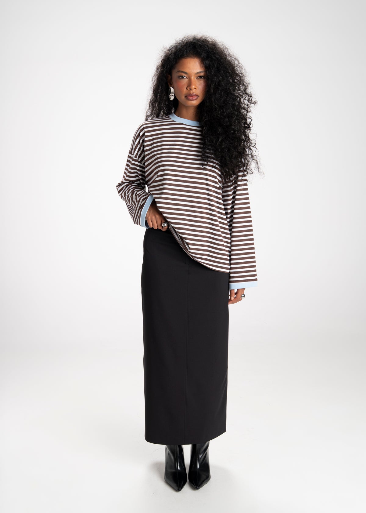 Atlas Oversized Striped Sweater - Brown & Blue