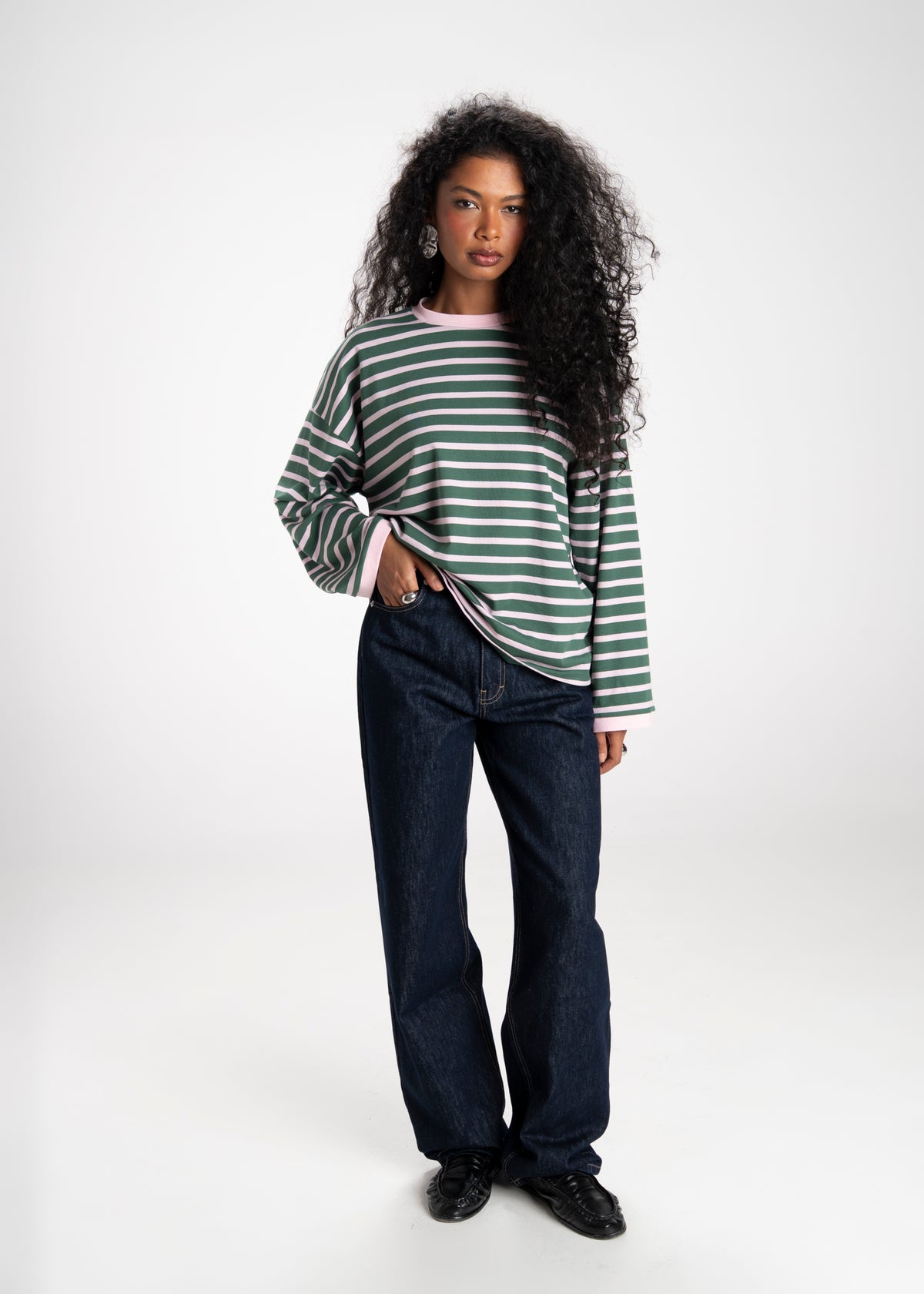 Atlas Oversized Striped Sweater - Green & Pink