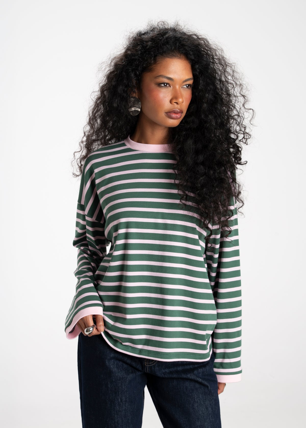 Atlas Oversized Striped Sweater - Green & Pink