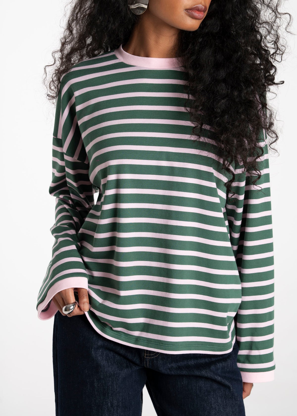 Atlas Oversized Striped Sweater - Green & Pink