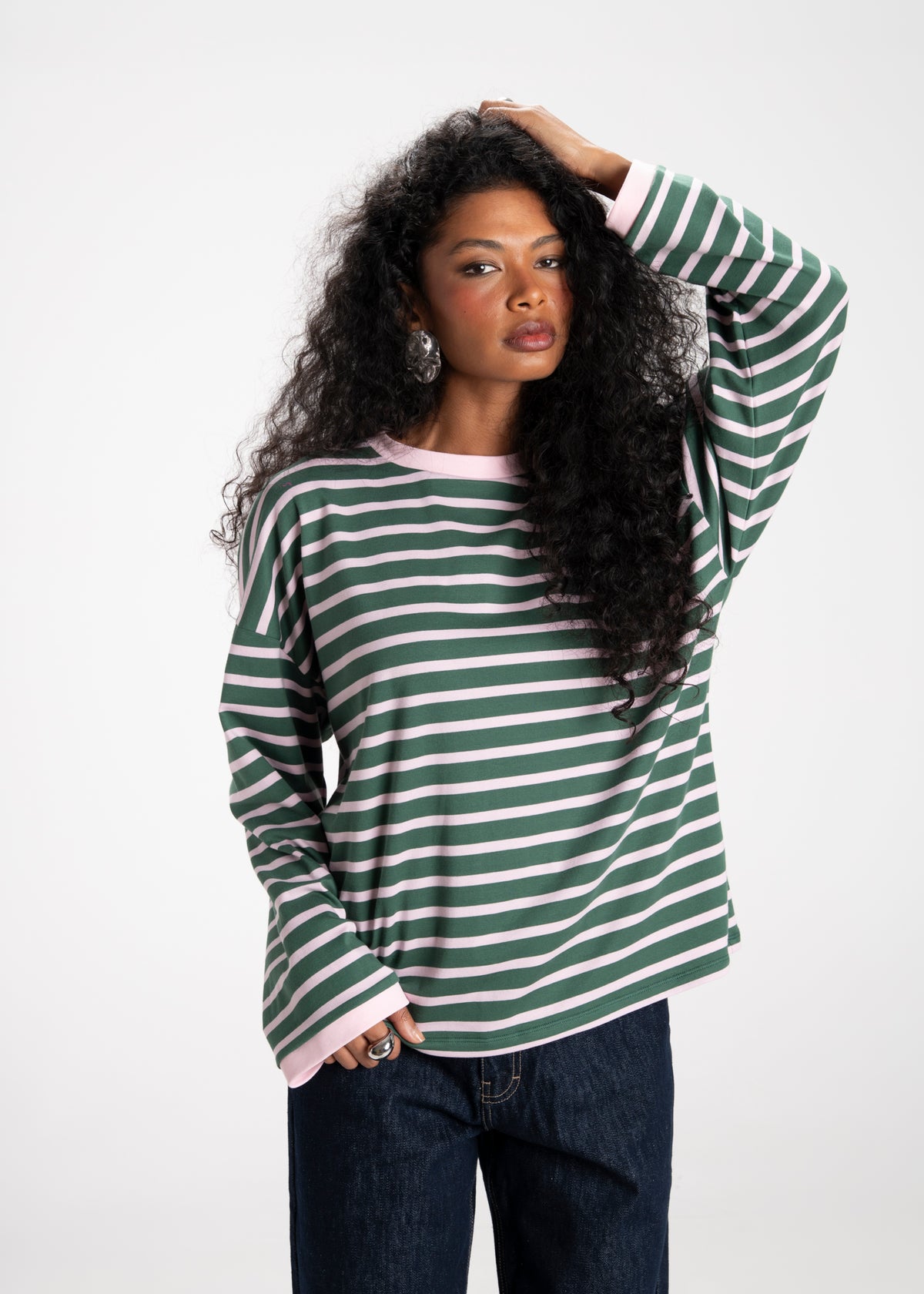Atlas Oversized Striped Sweater - Green & Pink