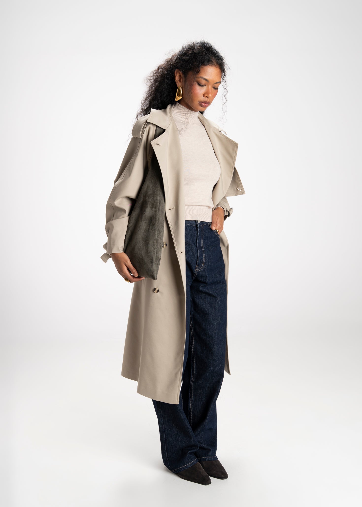 2nd Skin Knitted Mid-Neck Sweater - Beige
