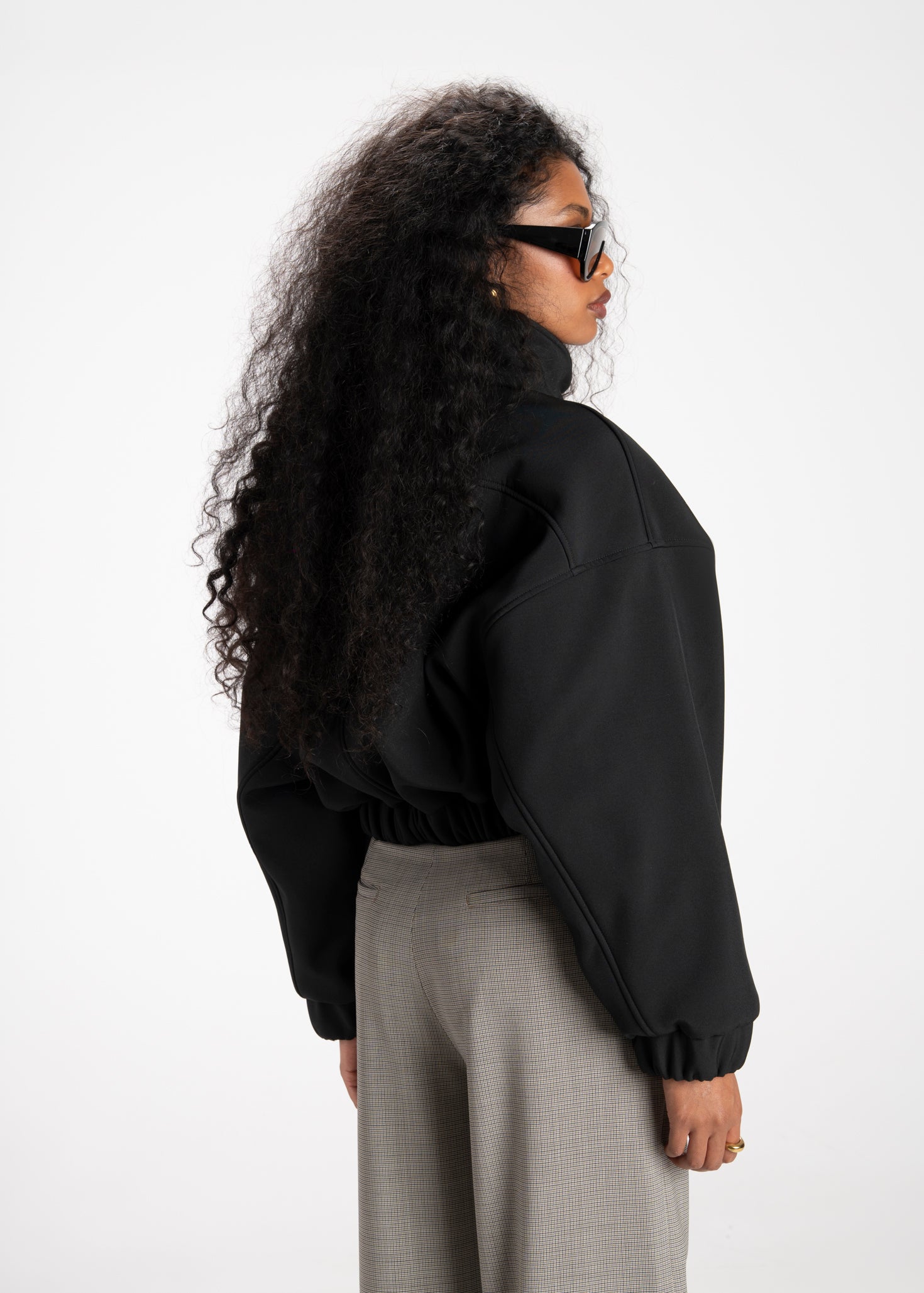 Arctic High Neck Oversized Bomber Jacket - Black