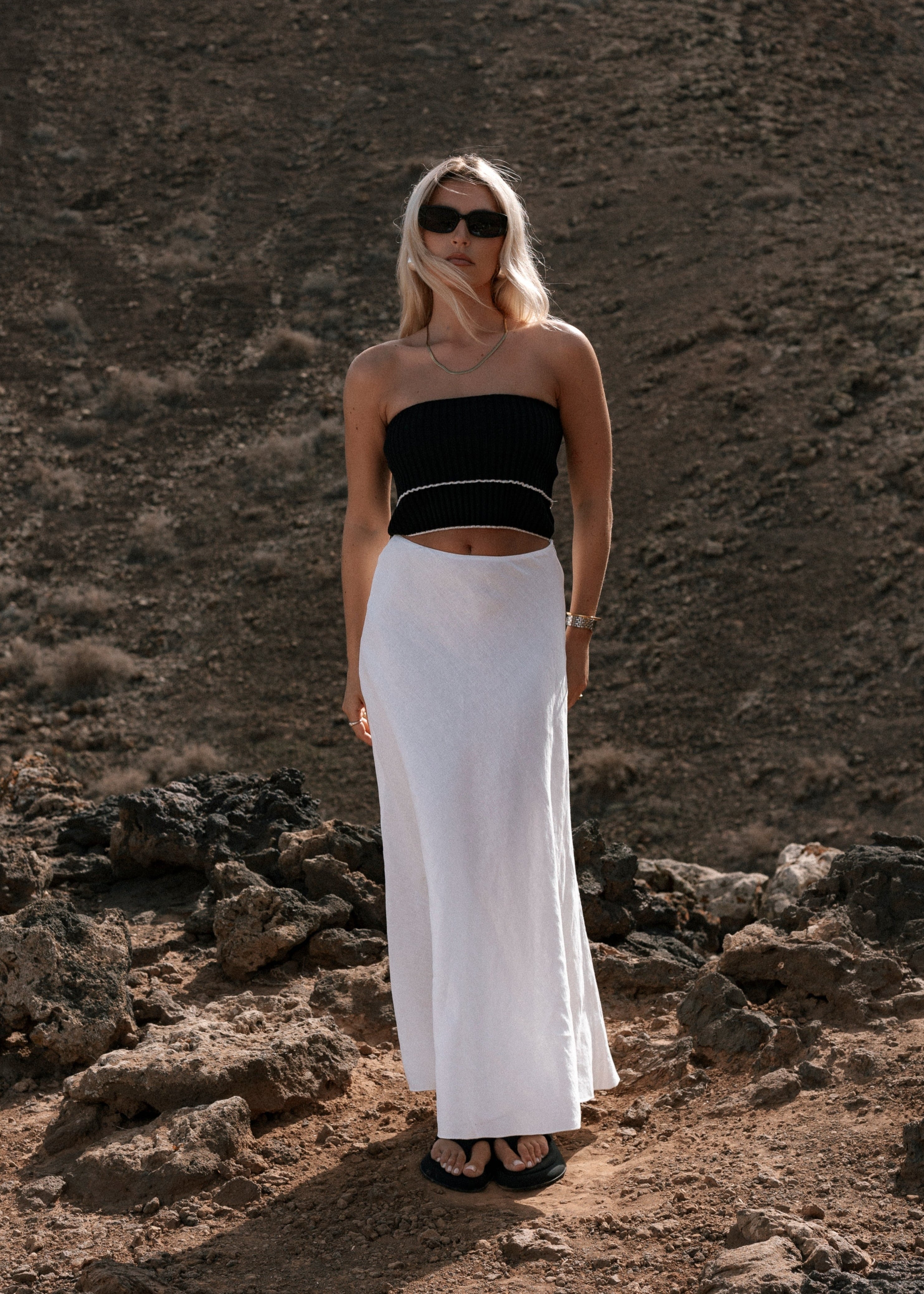 Giselle Bandeau Knitted Top - Black