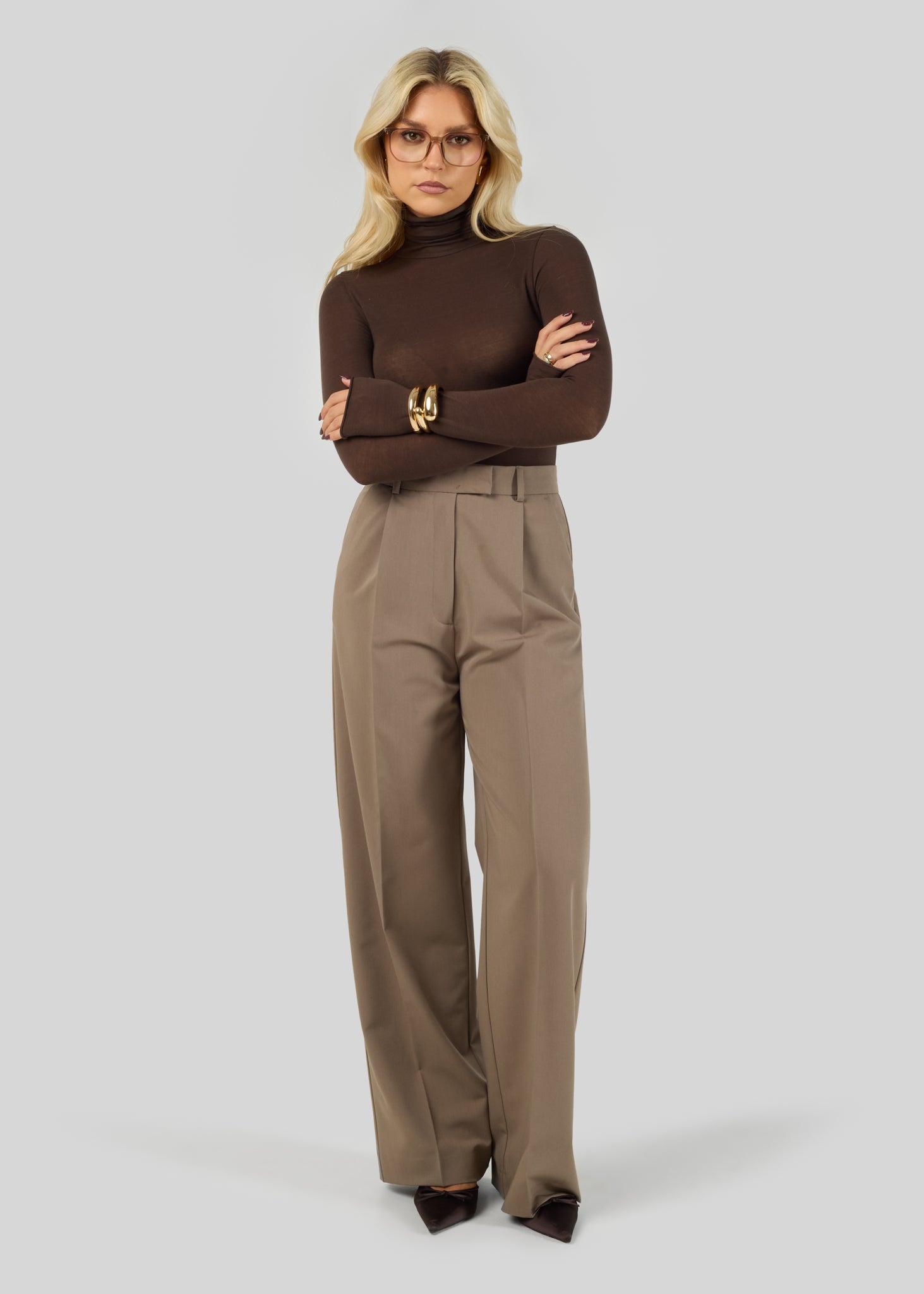 Belle Turtleneck Bodysuit - Brown