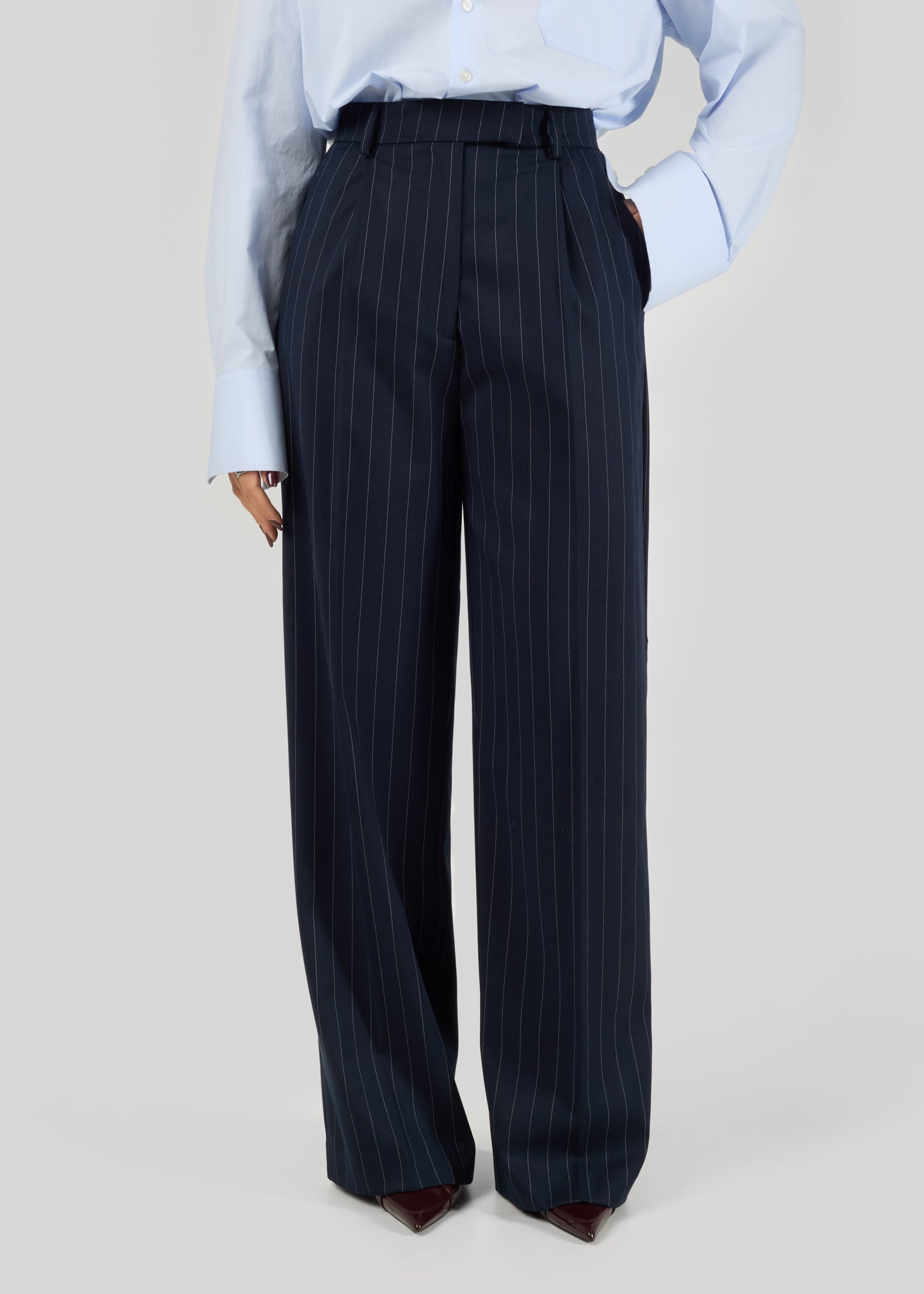 Jagger Pinstripe Tailored Trousers - Navy