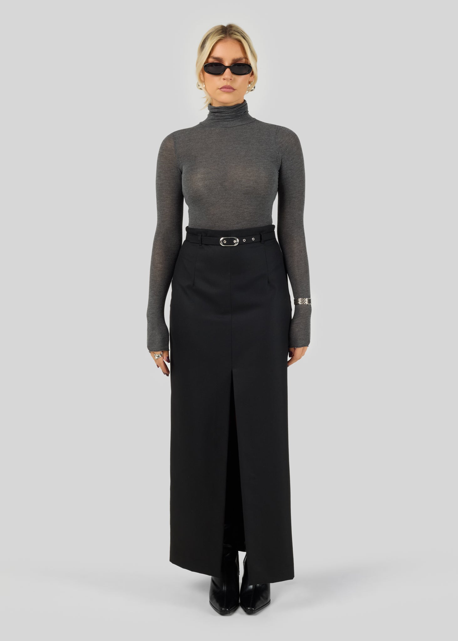 Belle Turtleneck Bodysuit - Grey