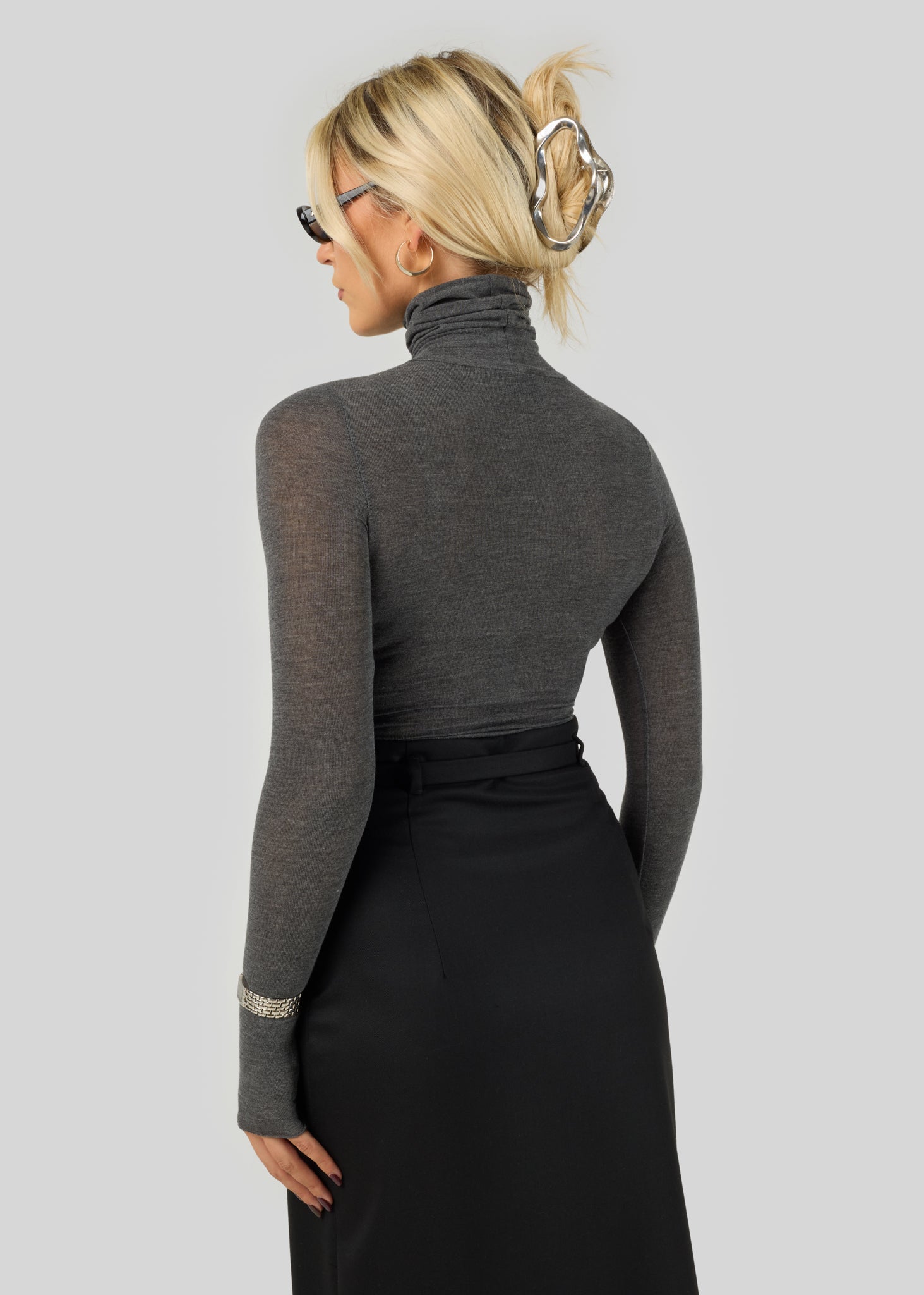 Belle Turtleneck Bodysuit - Grey