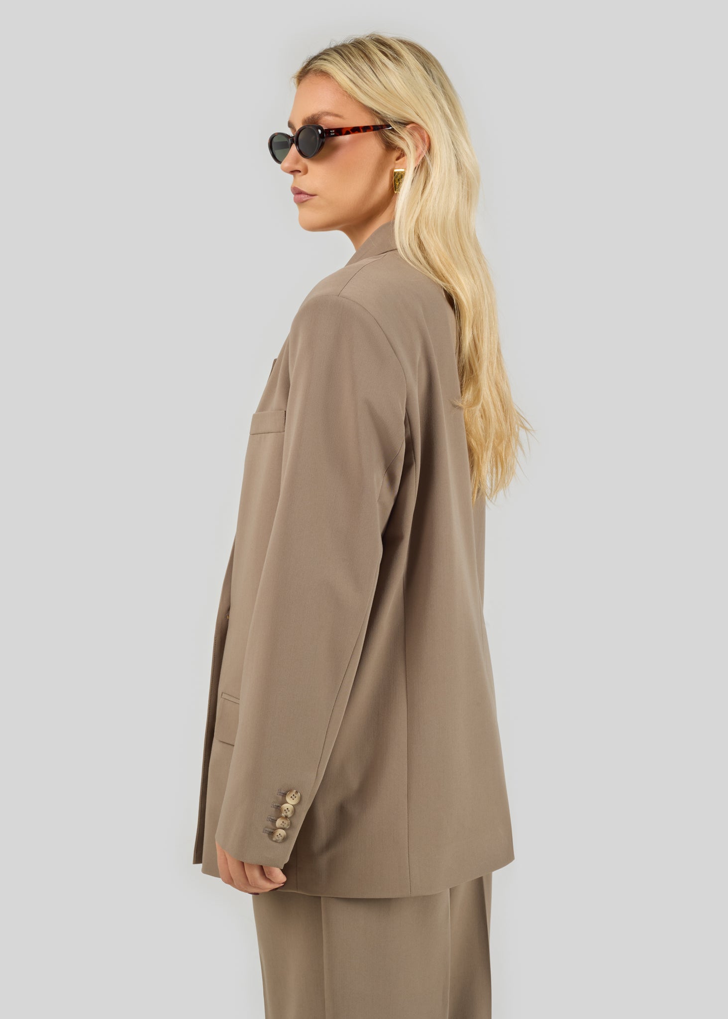 Jagger Double-Breasted Blazer Taupe