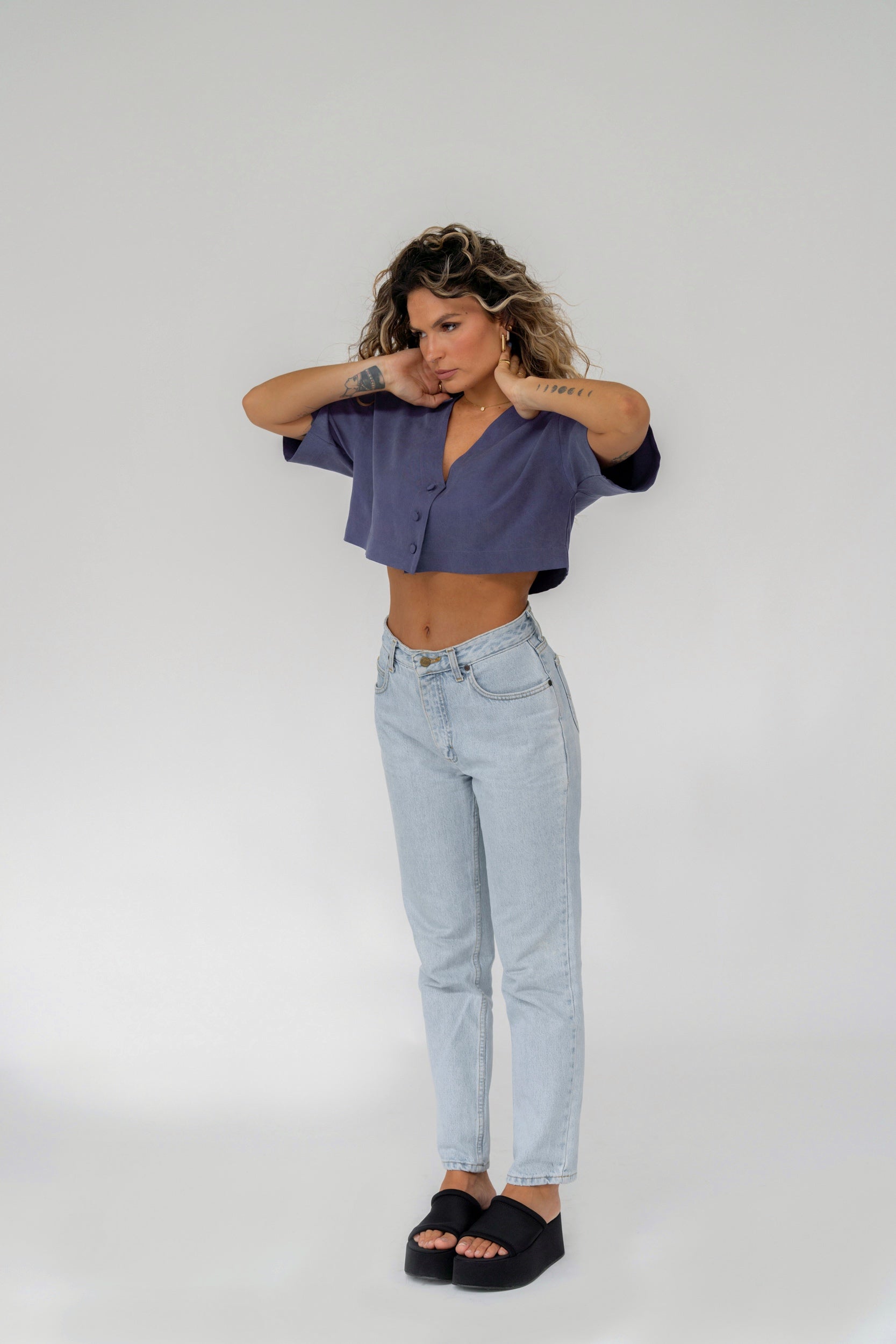 Blair cropped shirt - Violet