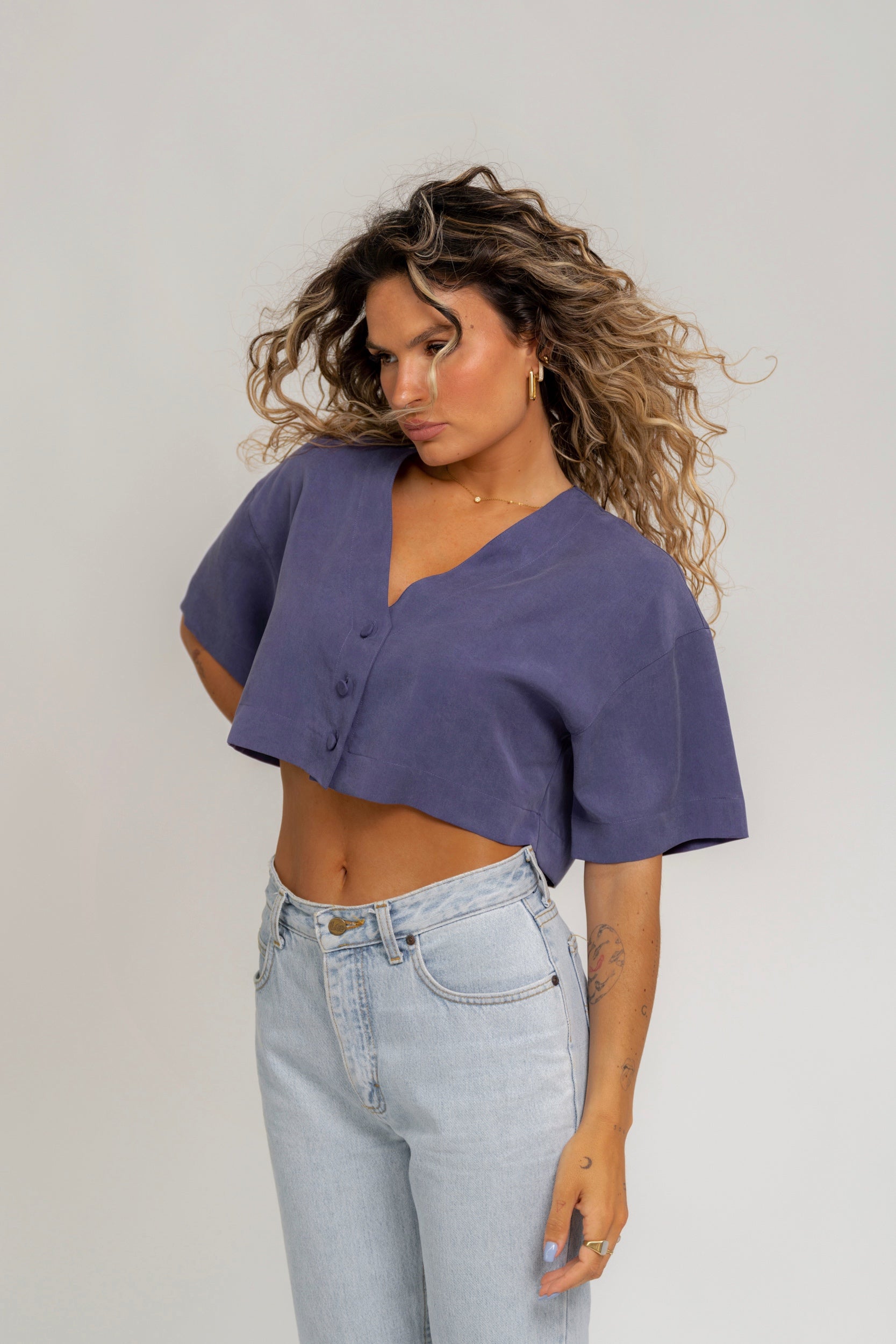 Blair cropped shirt - Violet