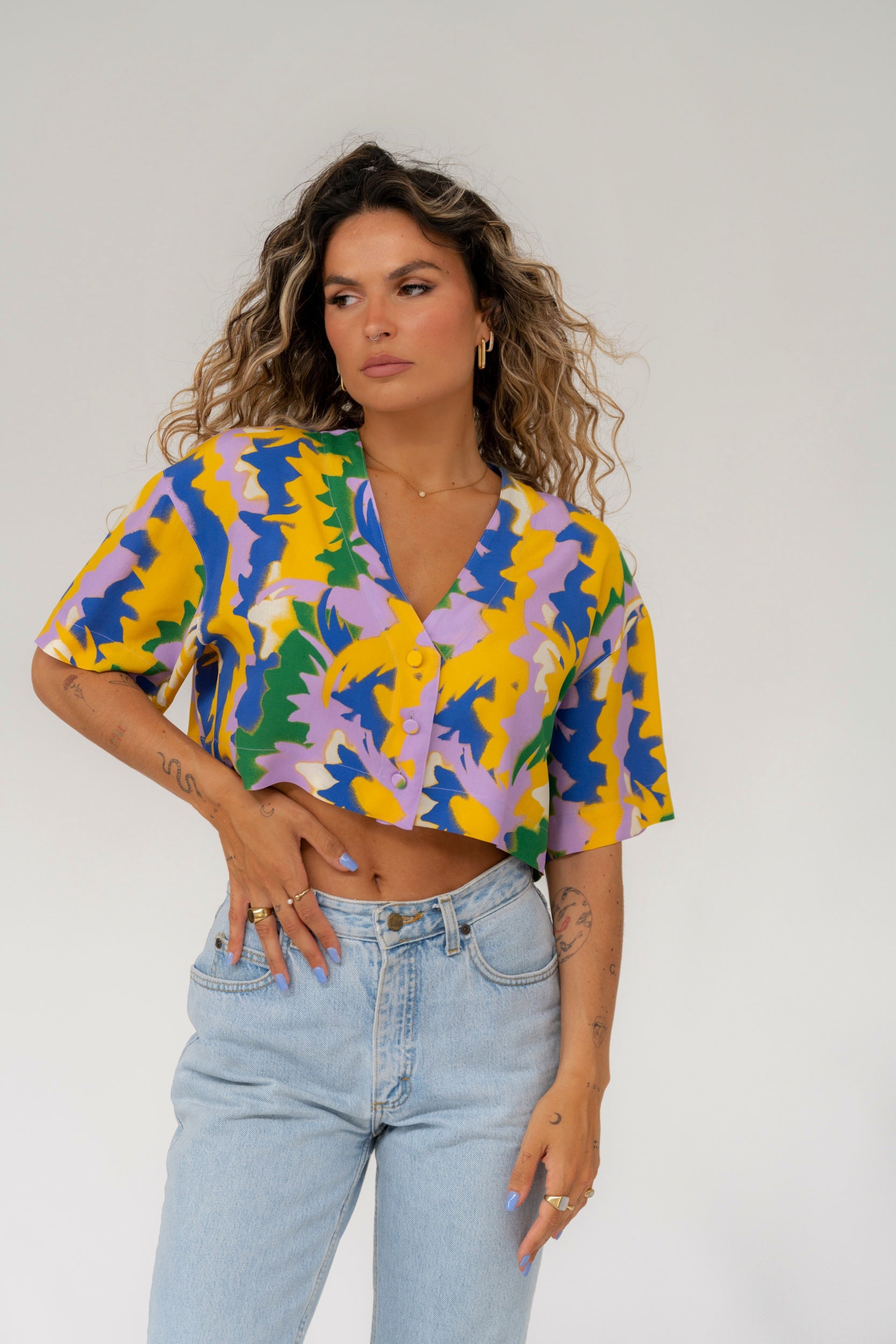 Blair cropped shirt - Multicolor