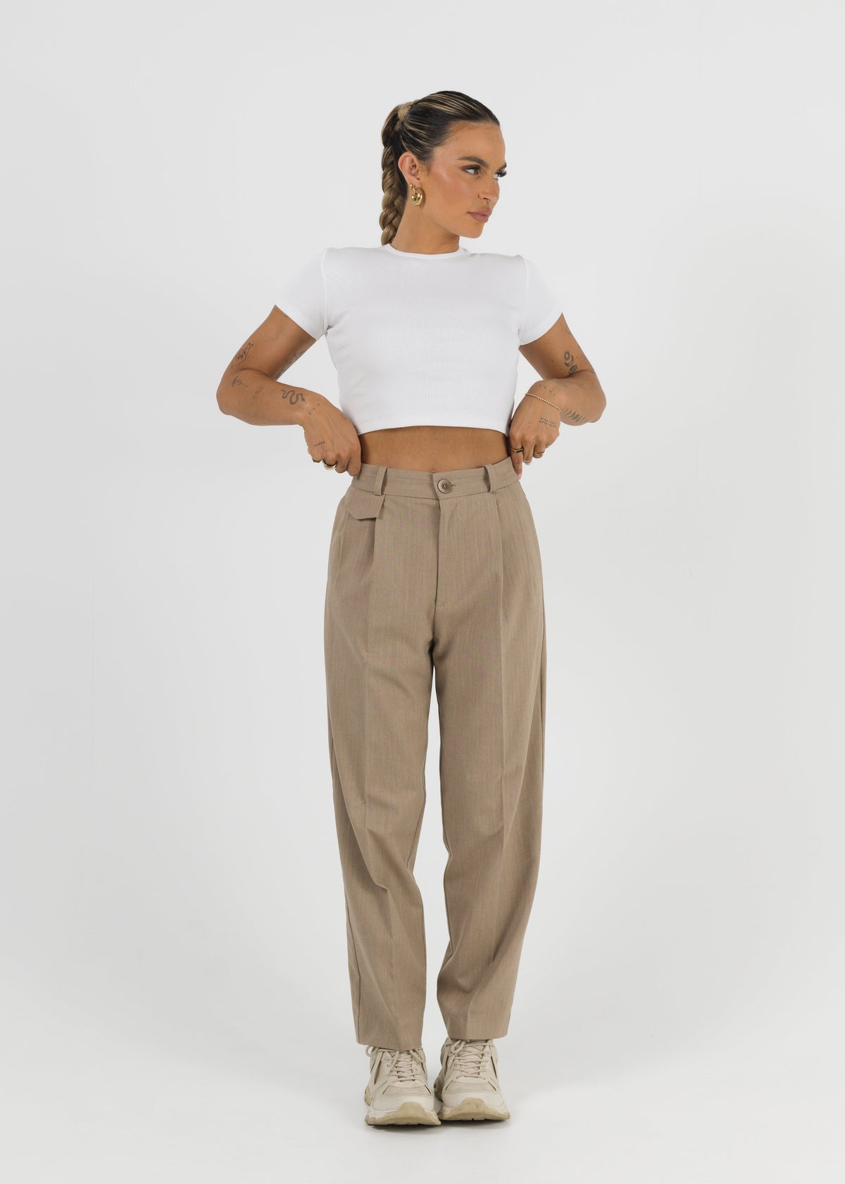 Mocha Herringbone Trousers