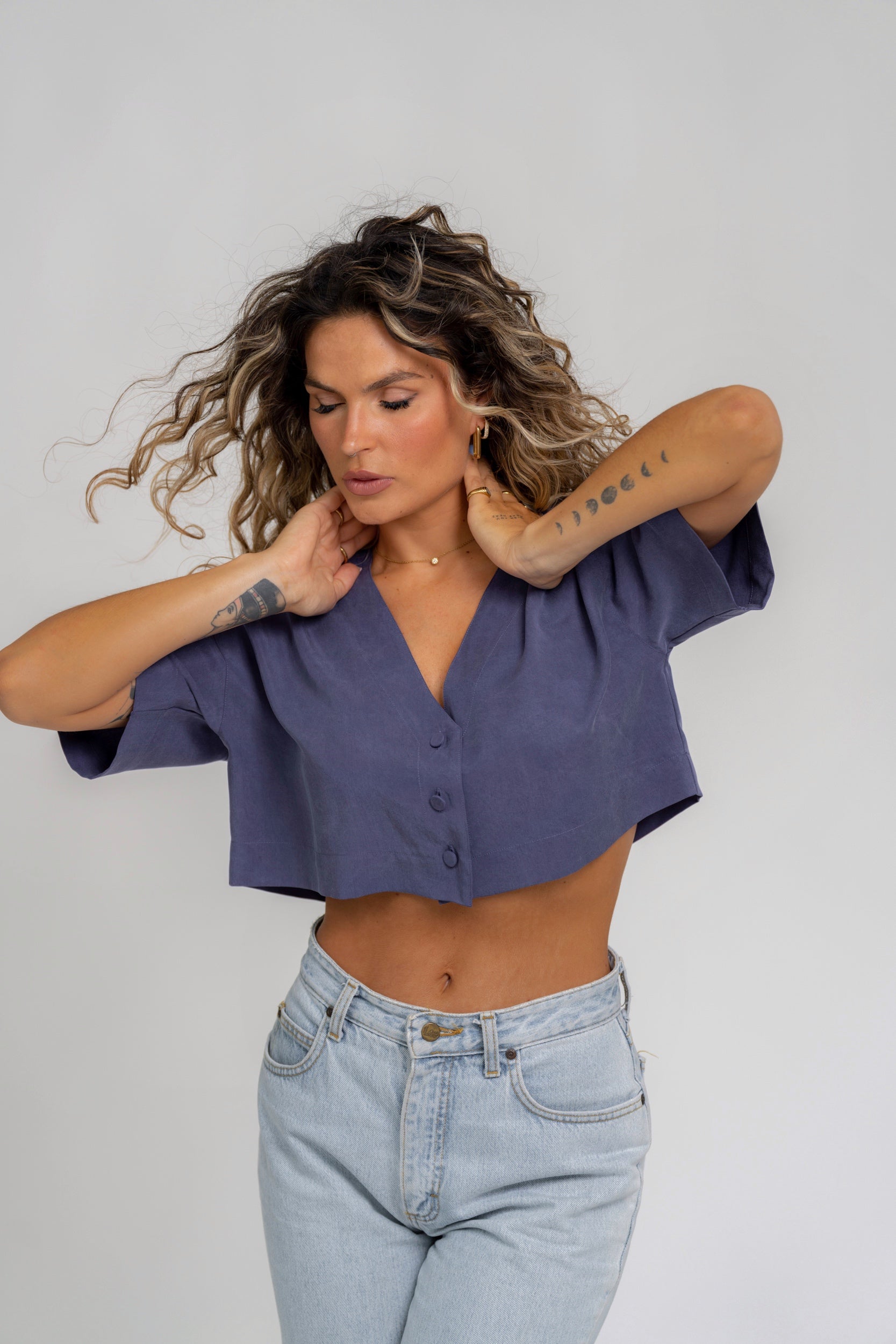 Blair cropped shirt - Violet