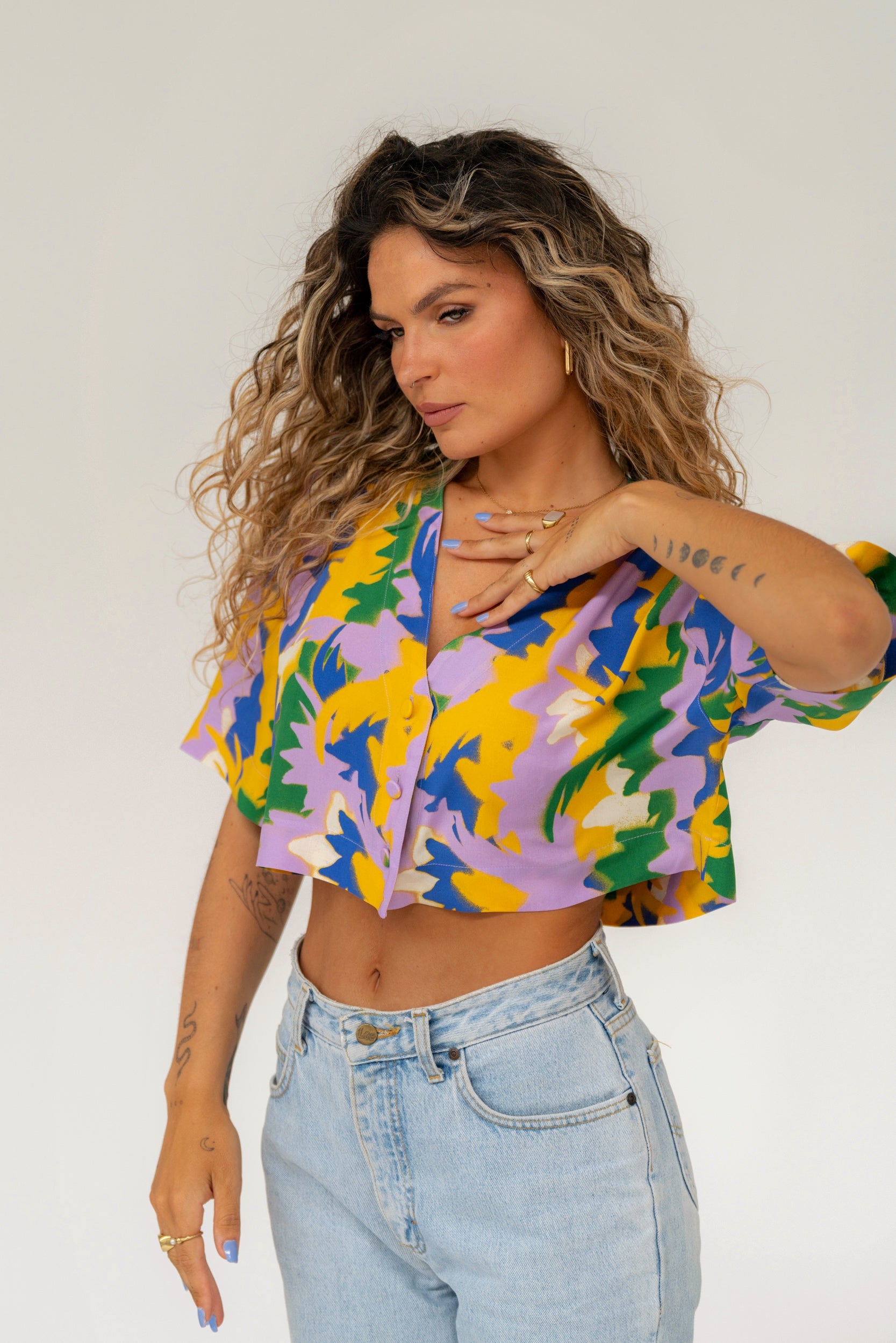 Blair cropped shirt - Multicolor