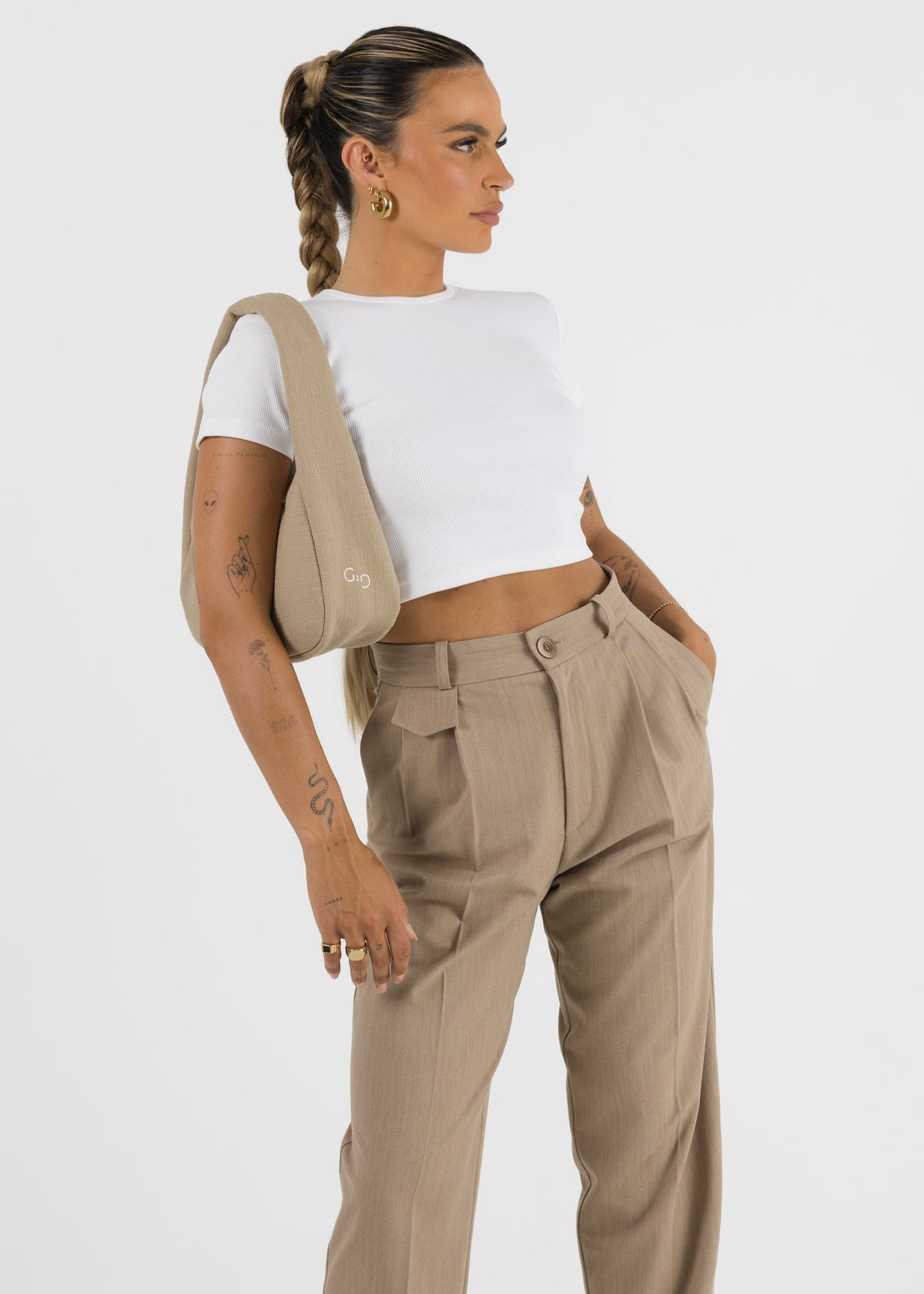 Mocha Herringbone Trousers