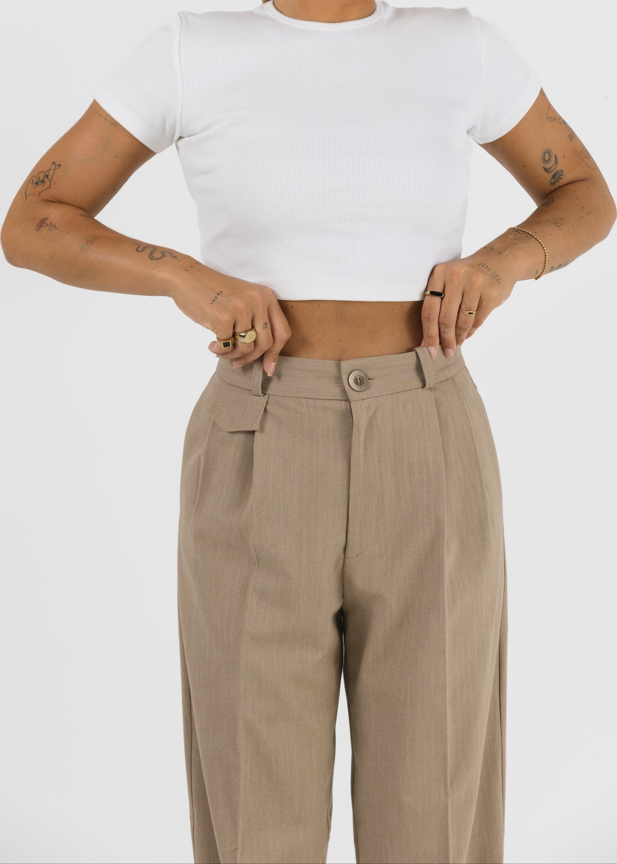Mocha Herringbone Trousers