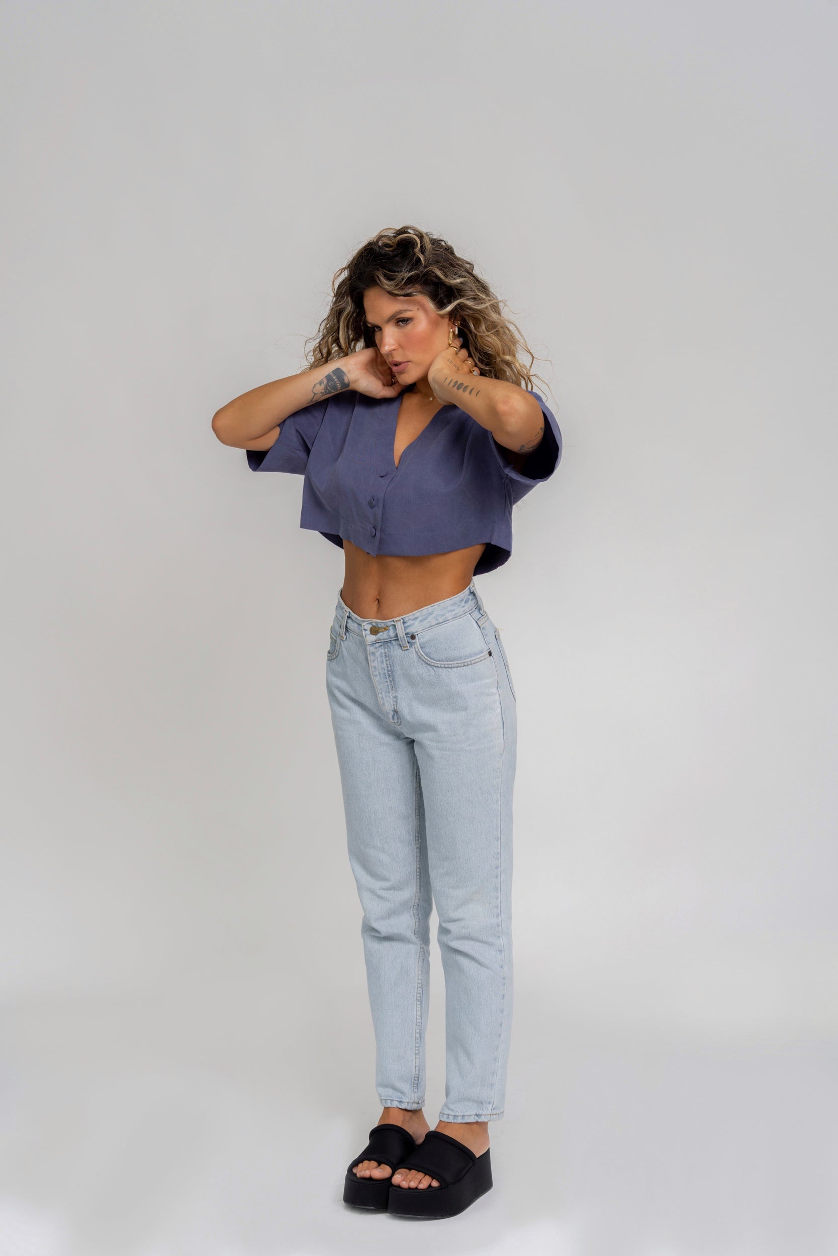 Blair cropped shirt - Violet