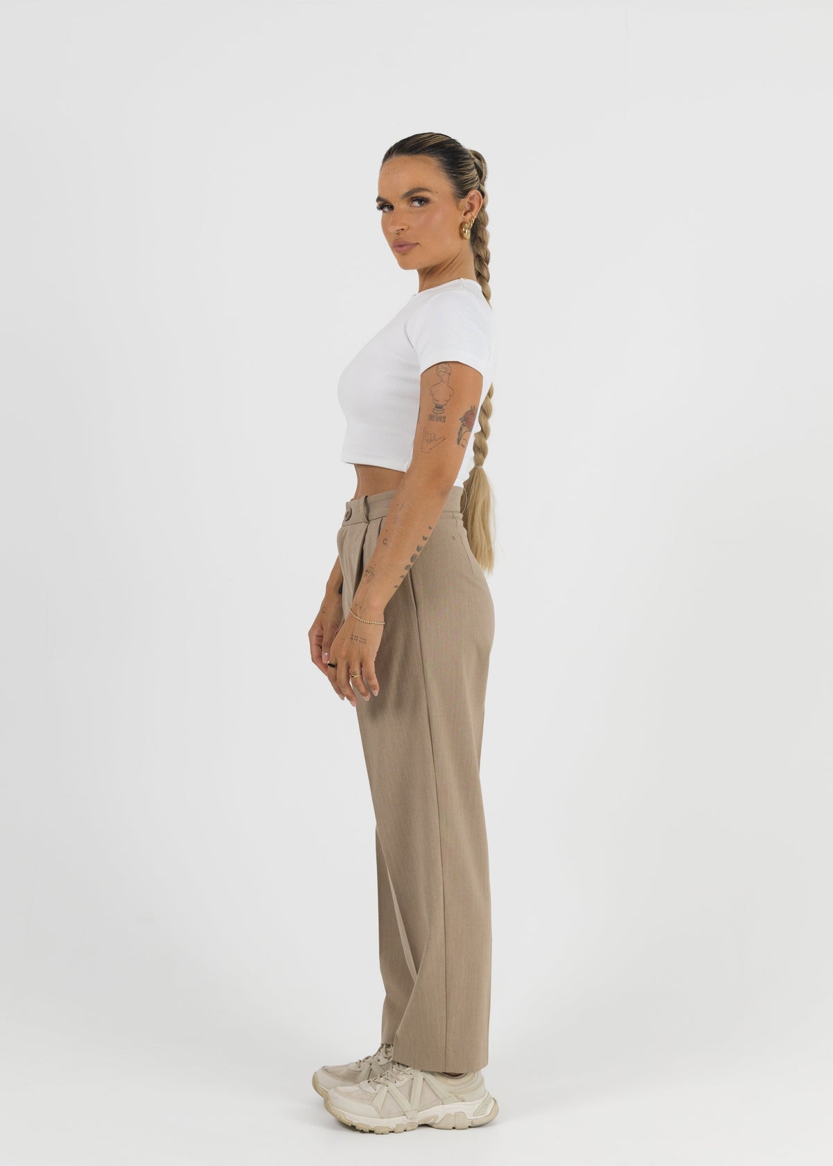 Mocha Herringbone Trousers