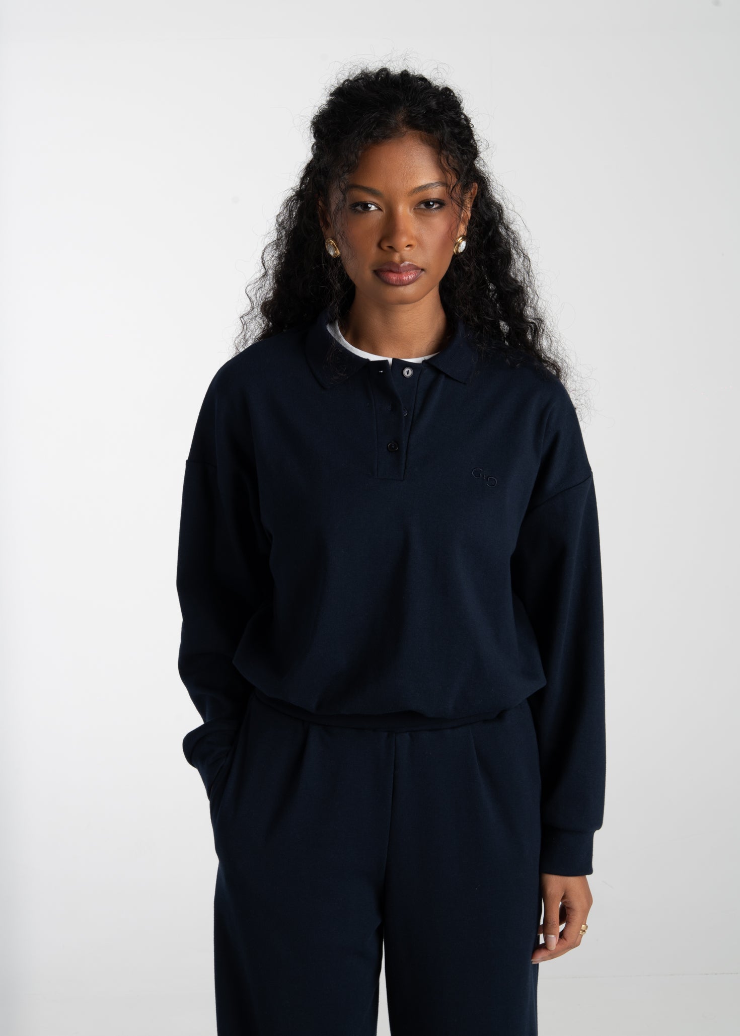 Legacy Polo Sweater - Navy