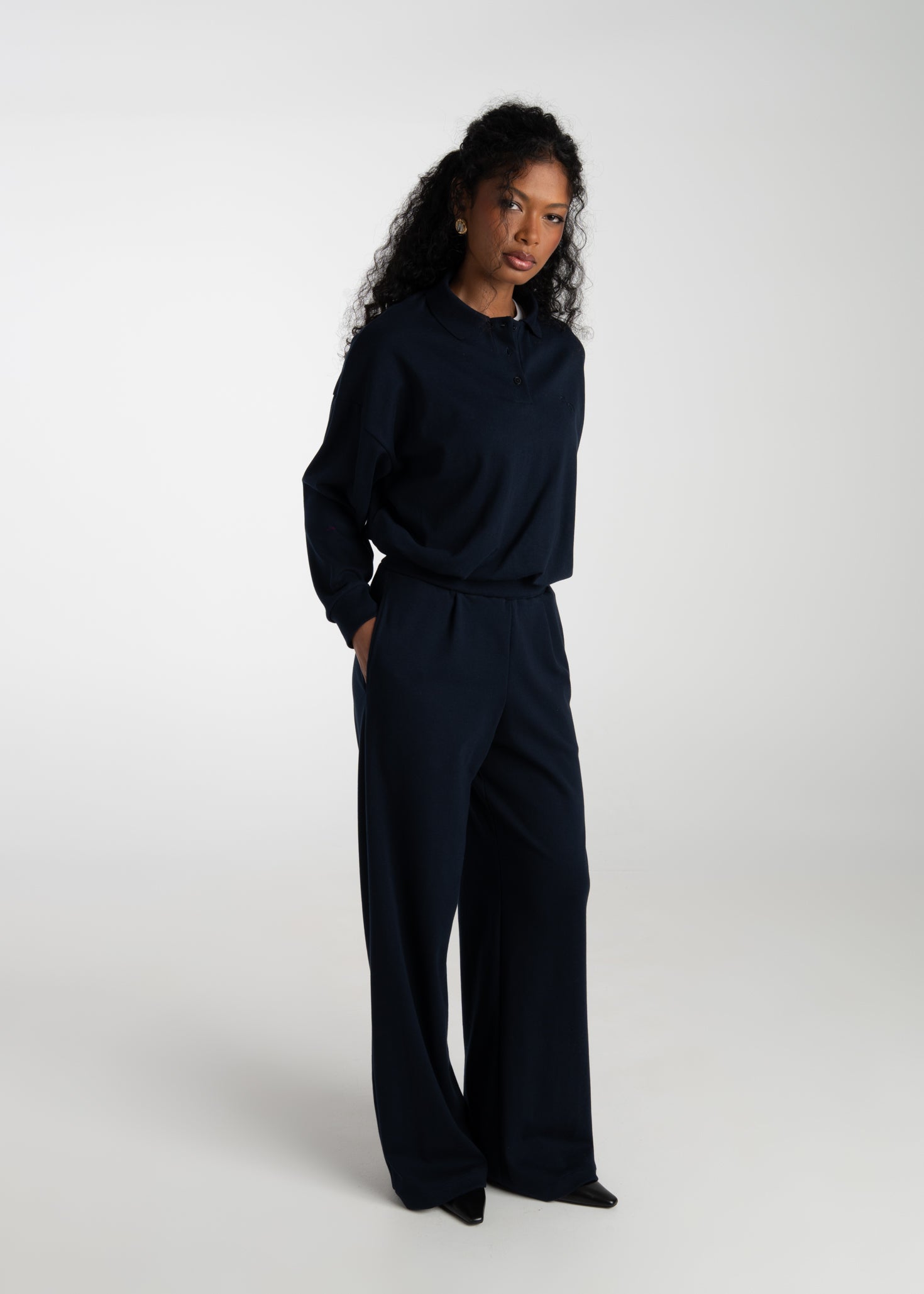 Legacy Polo Sweater - Navy