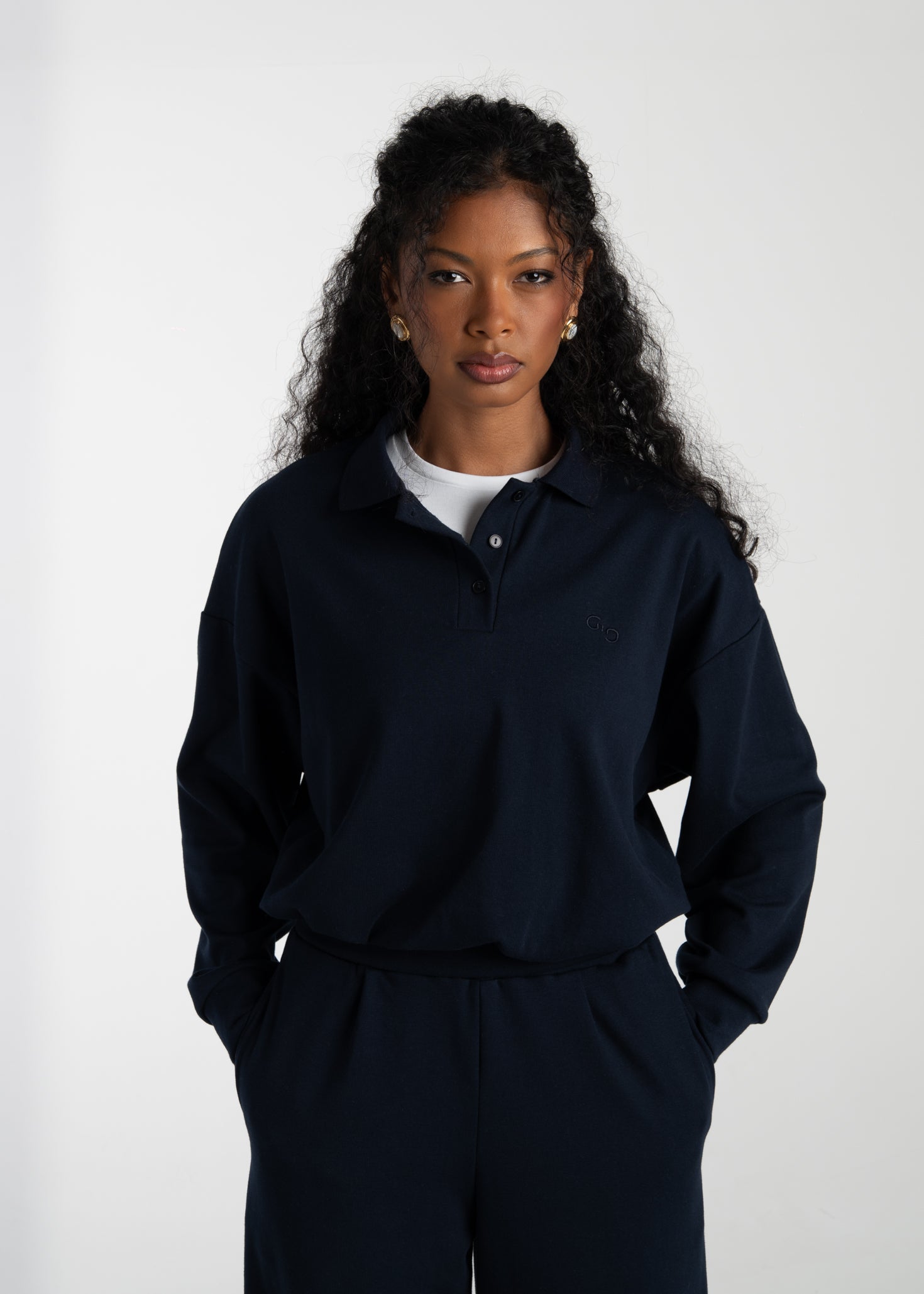 Legacy Polo Sweater - Navy