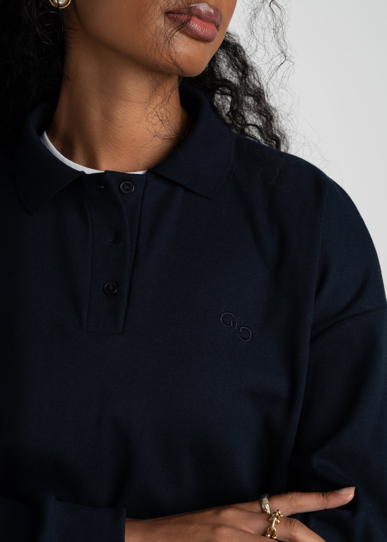 Legacy Polo Sweater - Navy