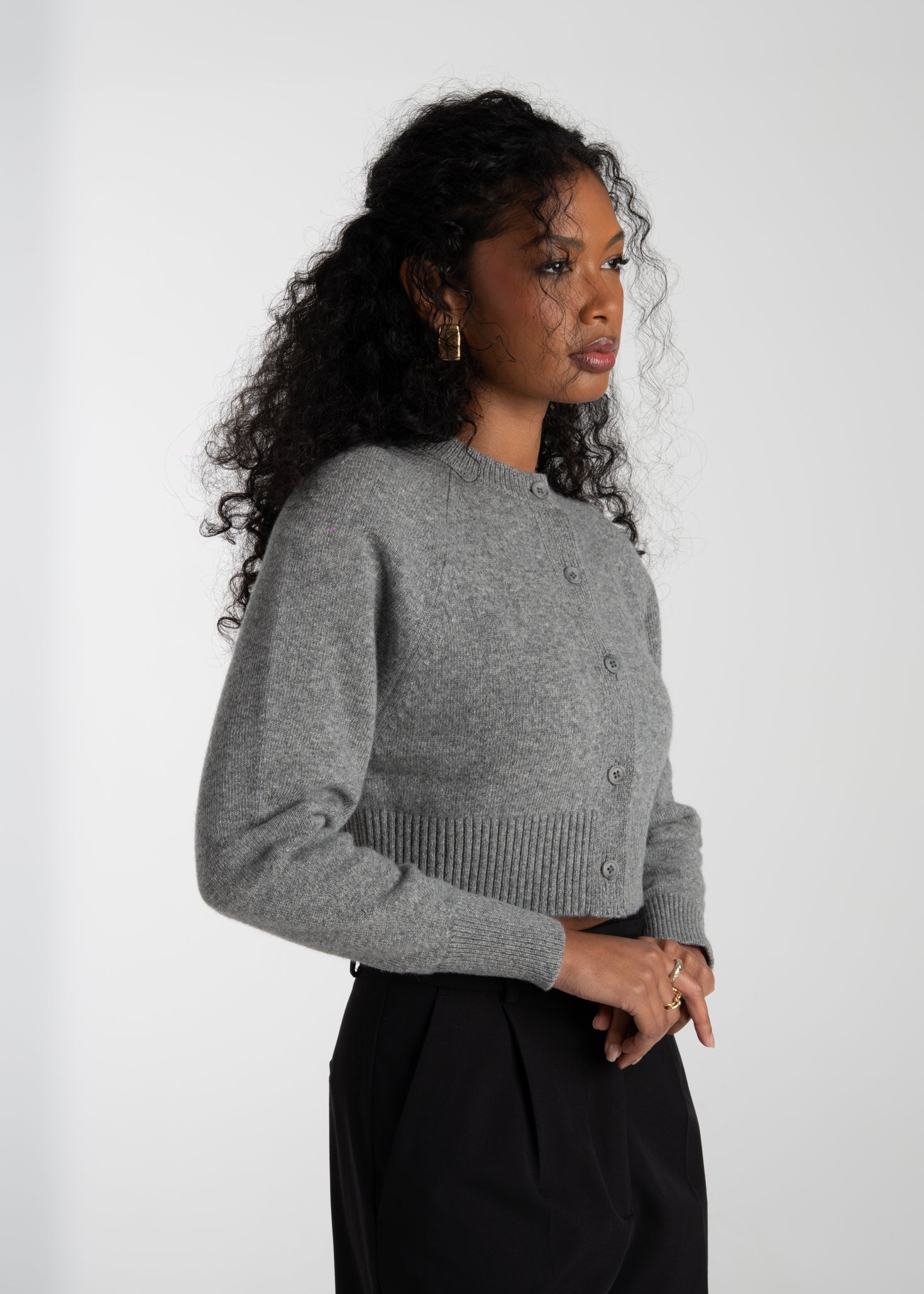 Emily Merino Wool Cardigan - Grey